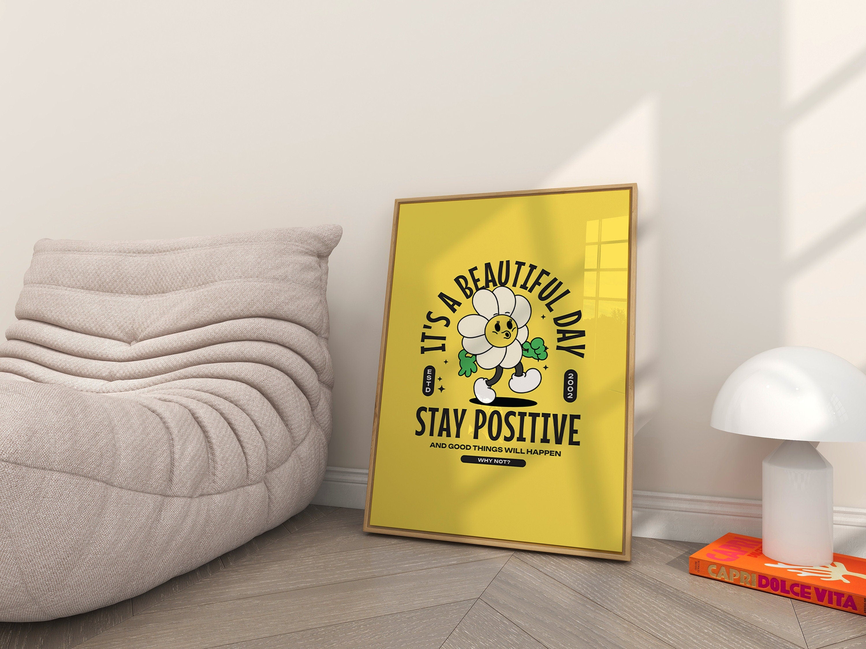 Beautiful Day Prints, Trendy Girly Print, Fun Yellow Art, Positivity Art Print, Positive Print, Inspiration Print, Office Art Print