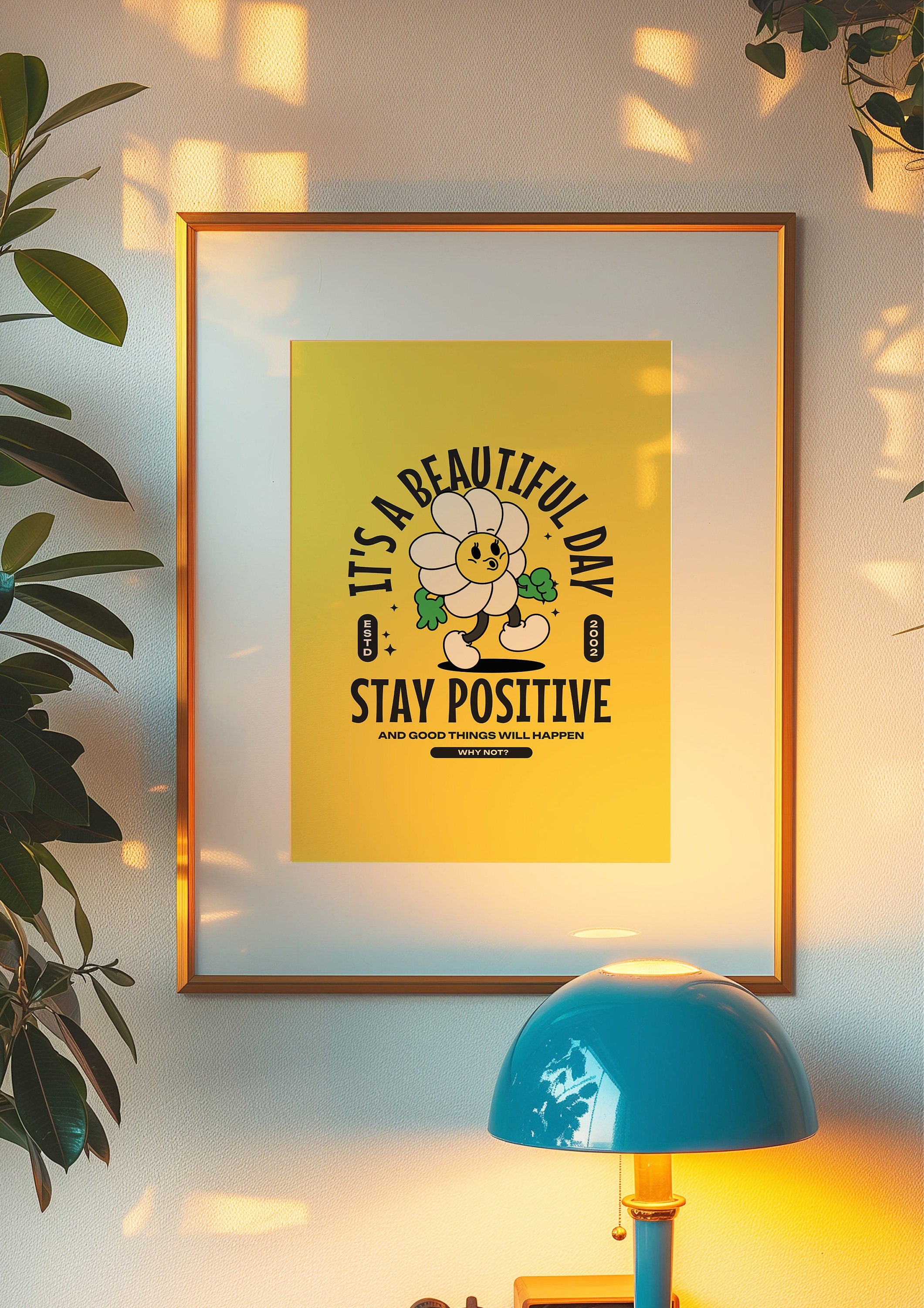 Beautiful Day Prints, Trendy Girly Print, Fun Yellow Art, Positivity Art Print, Positive Print, Inspiration Print, Office Art Print