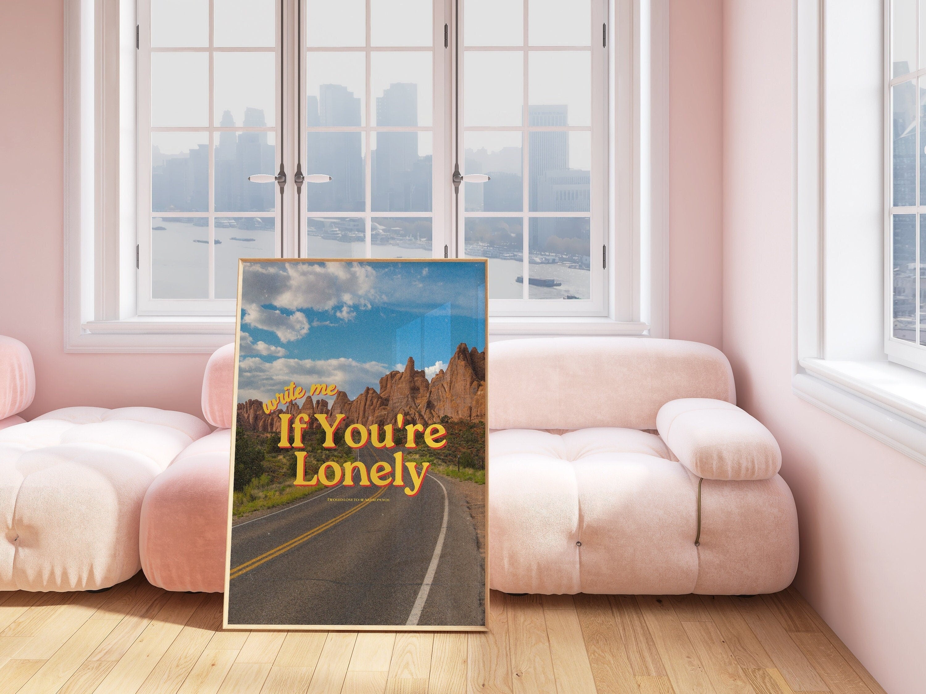Digital Pink Art Prints, Retro Photo Prints, Retro Art Print, Preppy Art, Trendy Art Print, write me if you&#39;re lonely, gs print shoppe
