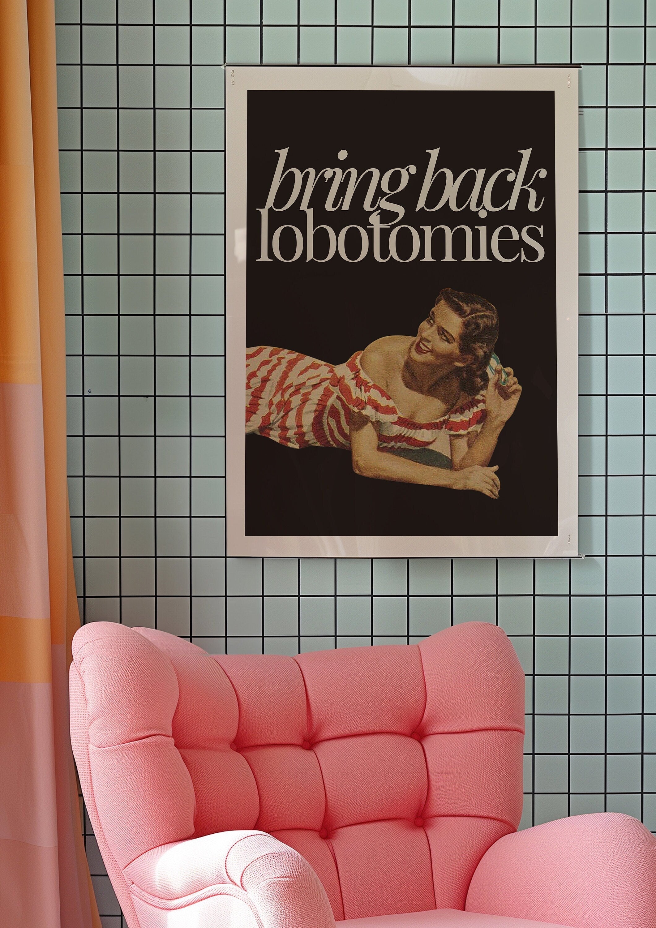 Wall Art Print,Retro Aesthetic Art,Apartment Art,Feminist Art,Living Room Decor,Pulp Pinup Art, Pulp Art Print, Retro Funny Women Art