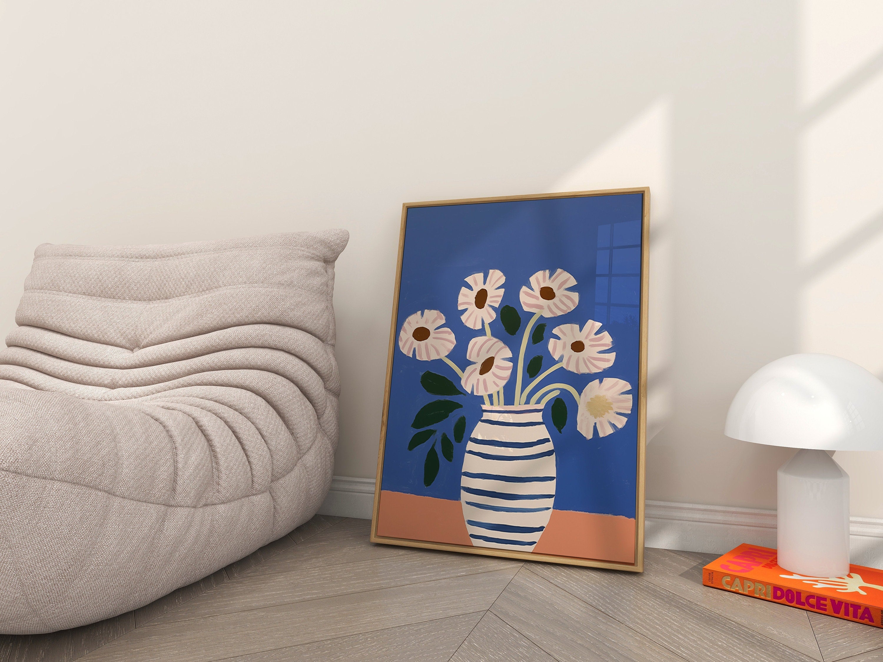 Bouquet of Flowers, Floral Art, Green Floral Art, Floral Decor, Colorful Print, Girls Bedroom, Striped Wall Art, Flower Art, Minimalist Art