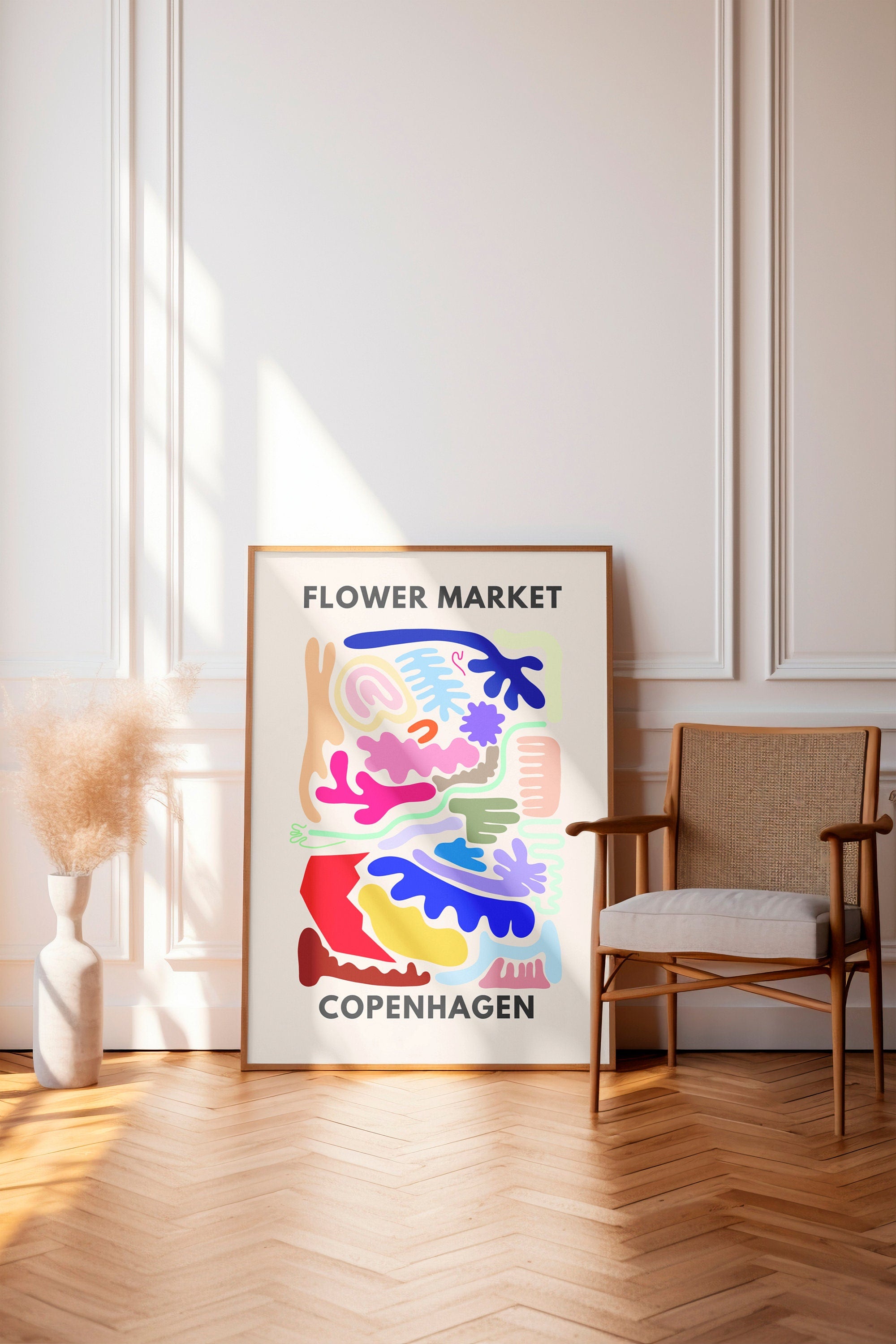 Flower Market Copenhagen, Flower Market Poster, Flower Market Print, Flower Wall, Flower Shop, Home Decor Art, Flower Print, Bedroom Art