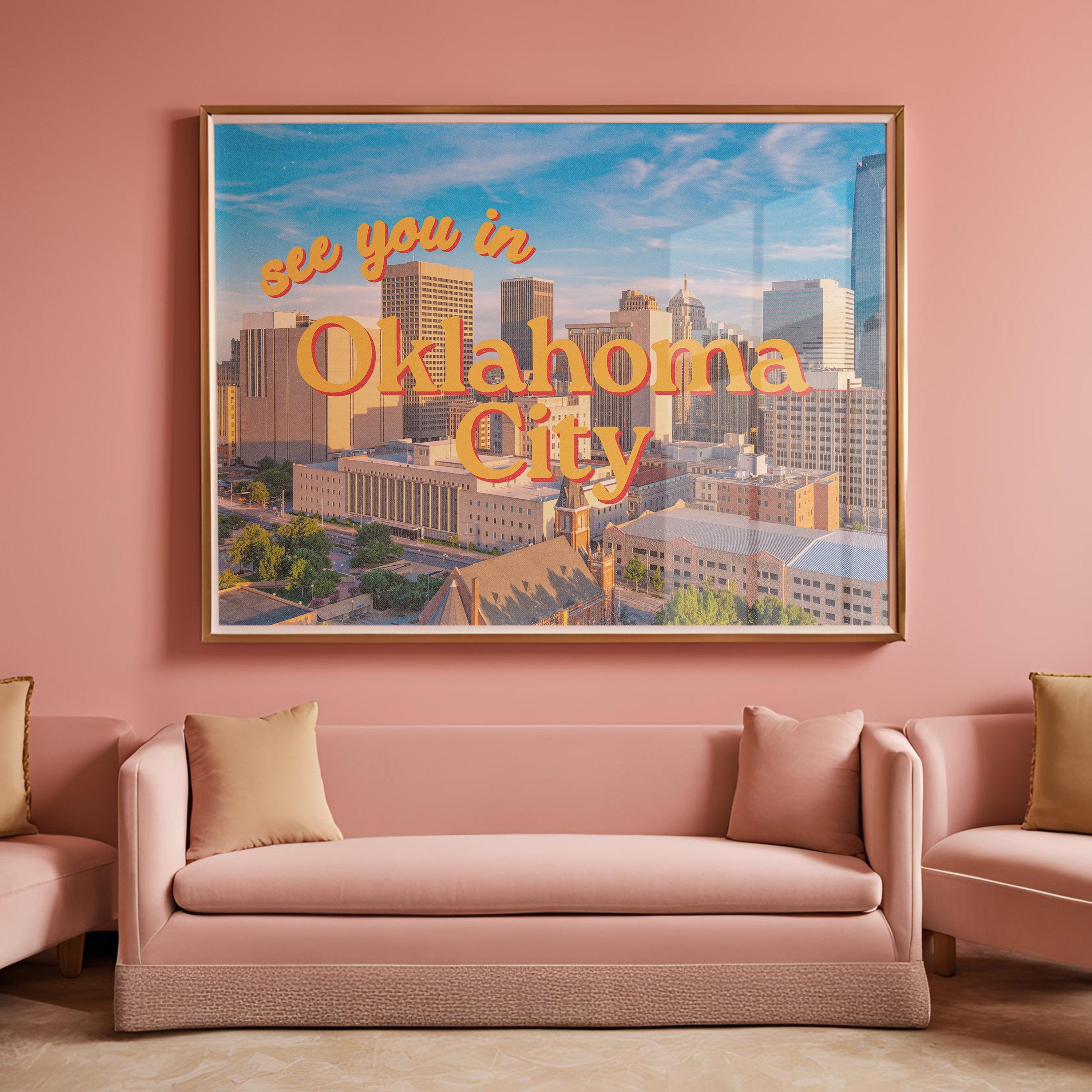 See you in OKC, Oklahoma Art Print, OKC Art, OKC posters, cute city prints, city art prints, horizontal art, Digital art print