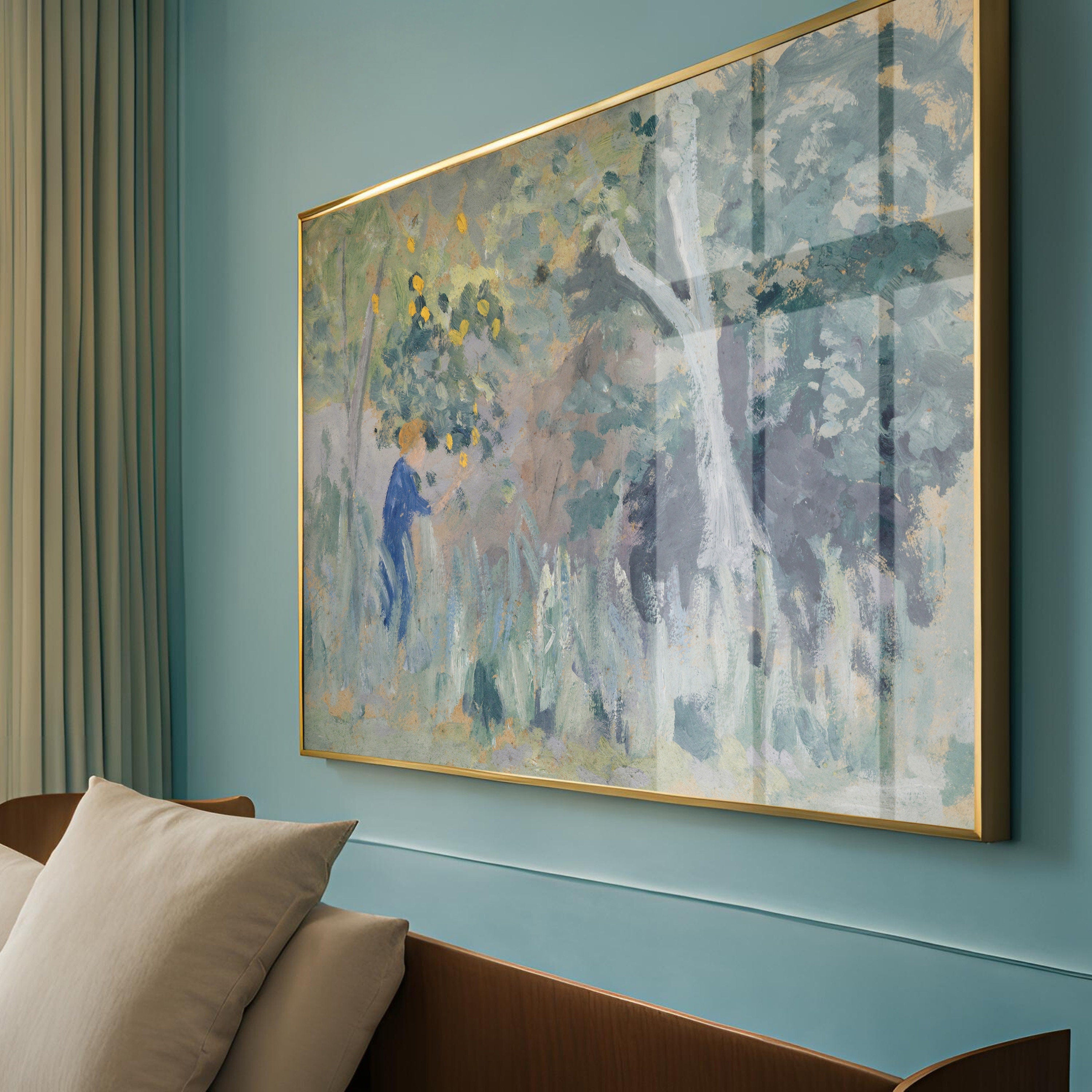 Classic Painting, Classic Art Print, Multi Color Landscape Painting, Green Painting Wall Art, Green and Blue Prints, Digital Download