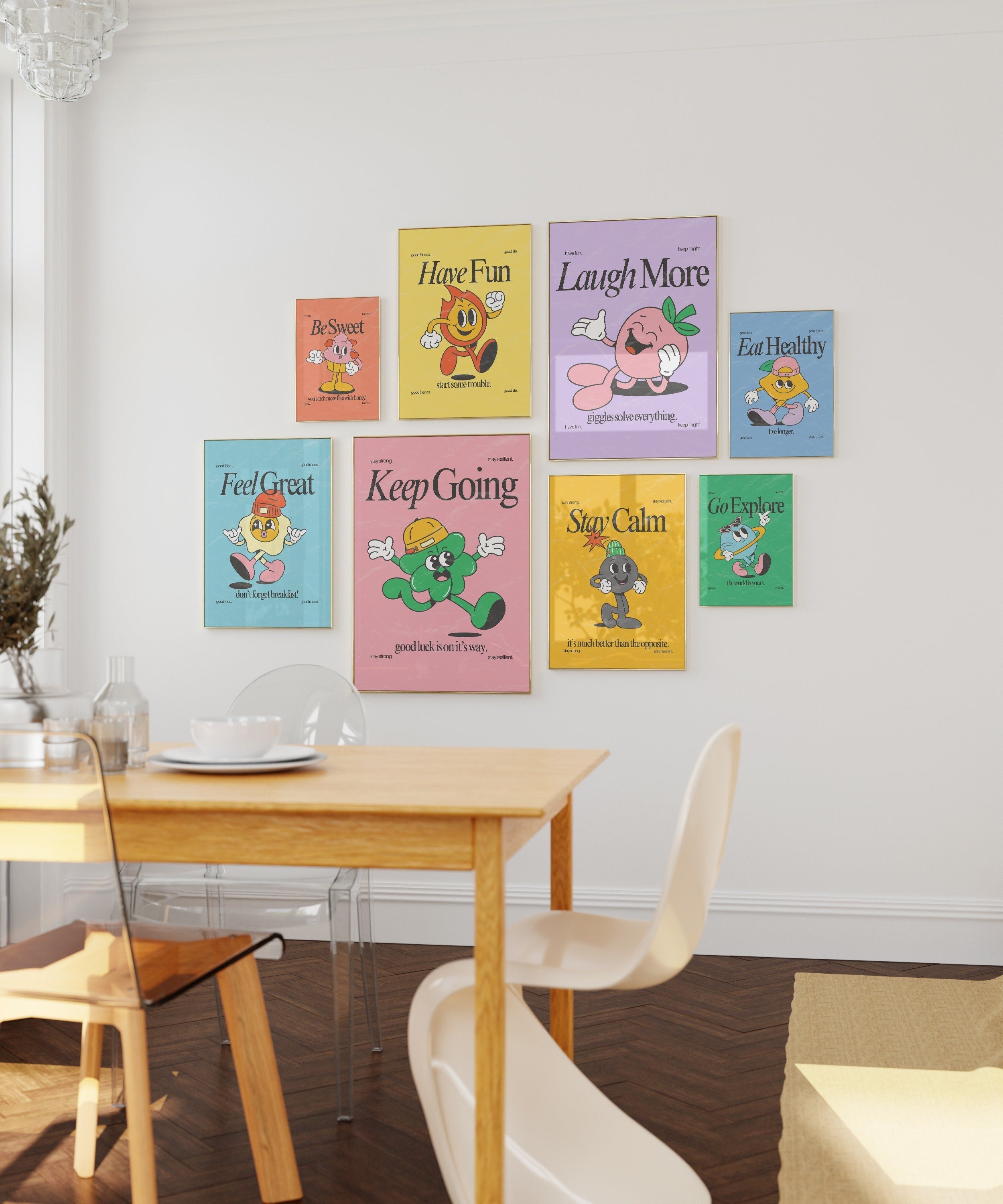 Gallery Wall Set of Eight Digital Art Prints