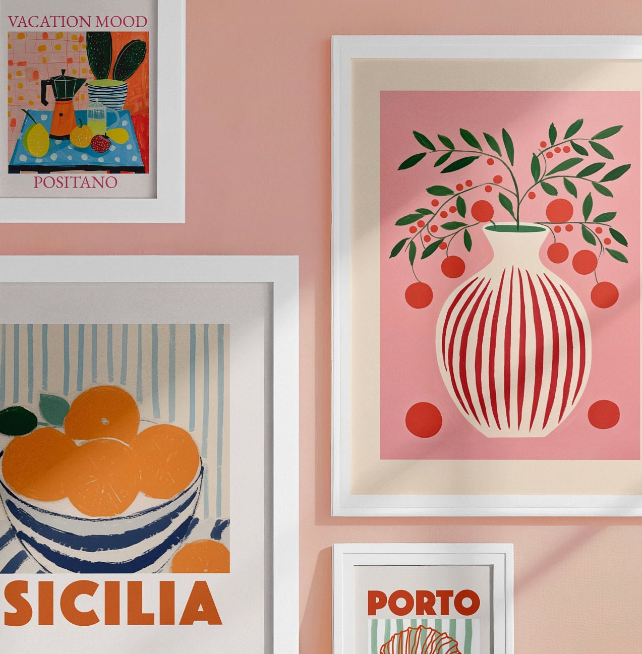 Digital Print Set, Gallery Wall Set, Trendy Art, GS Print Shoppe, Italy Wall Art, Downloadable Art, Set of 4 Art Prints, Italy Posters