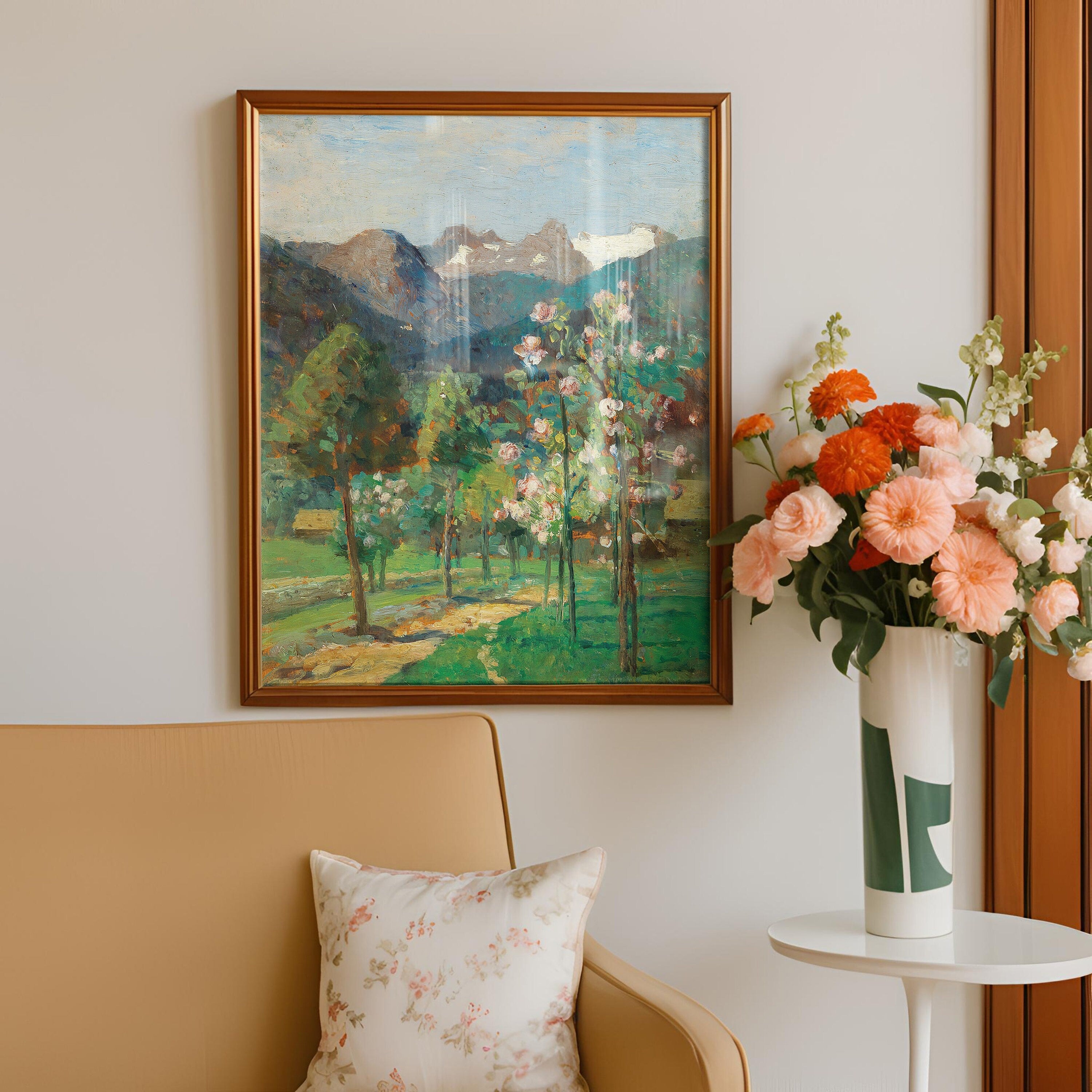 Classic Painting, Classic Art Print, Multi Color Floral Painting, Blue Painting Wall Art, Green and Blue Prints, Digital Download