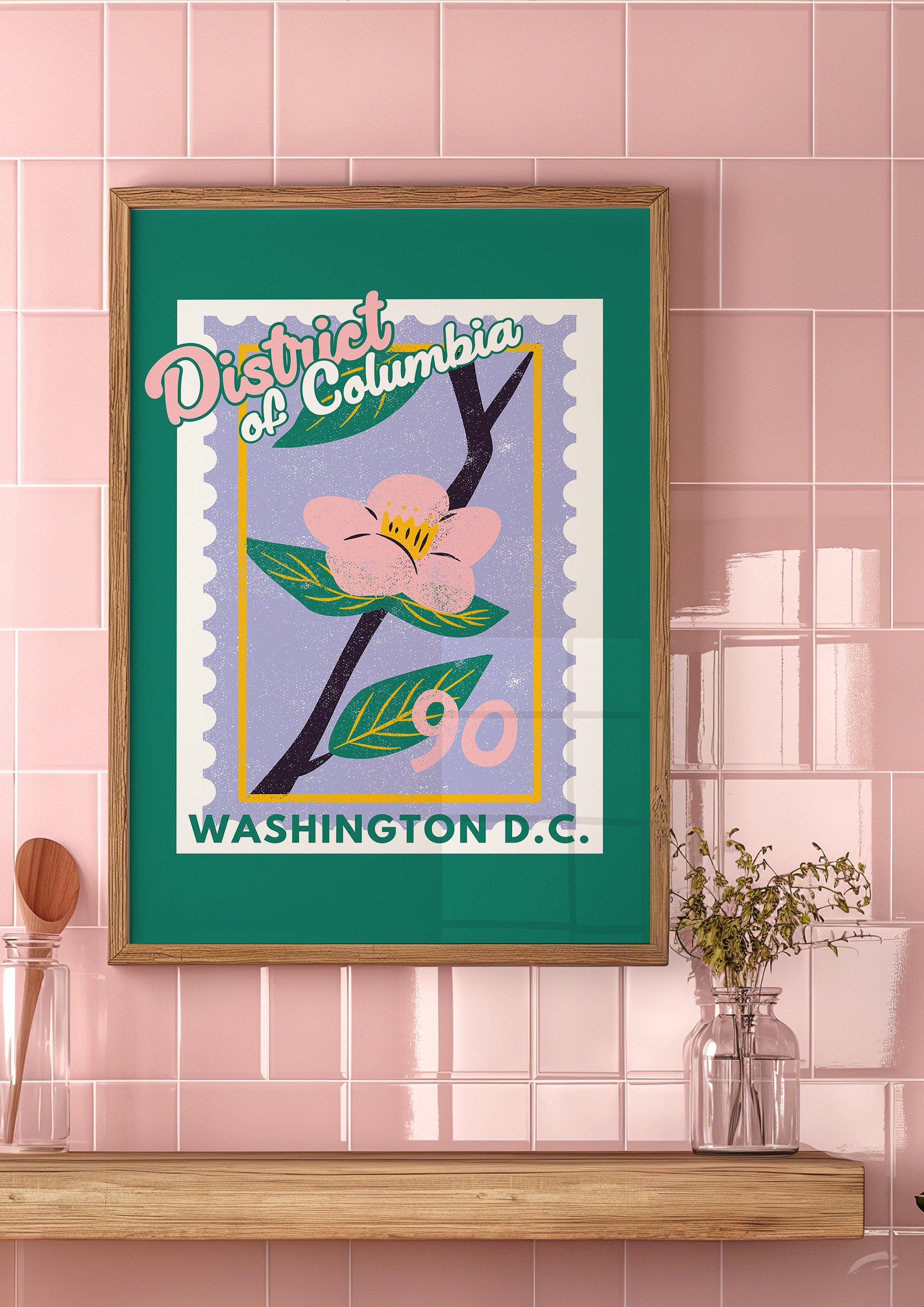 DC Art, Digital Art Download, Colorful Washington Wall Art, Cute Trendy Art, Washington Art, DC Wall Poster, Purple Posters