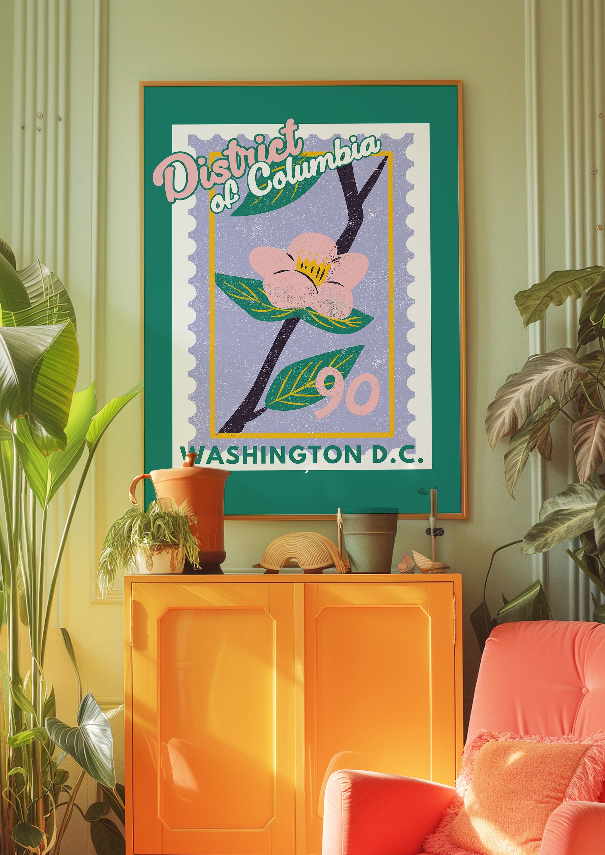 DC Art, Digital Art Download, Colorful Washington Wall Art, Cute Trendy Art, Washington Art, DC Wall Poster, Purple Posters