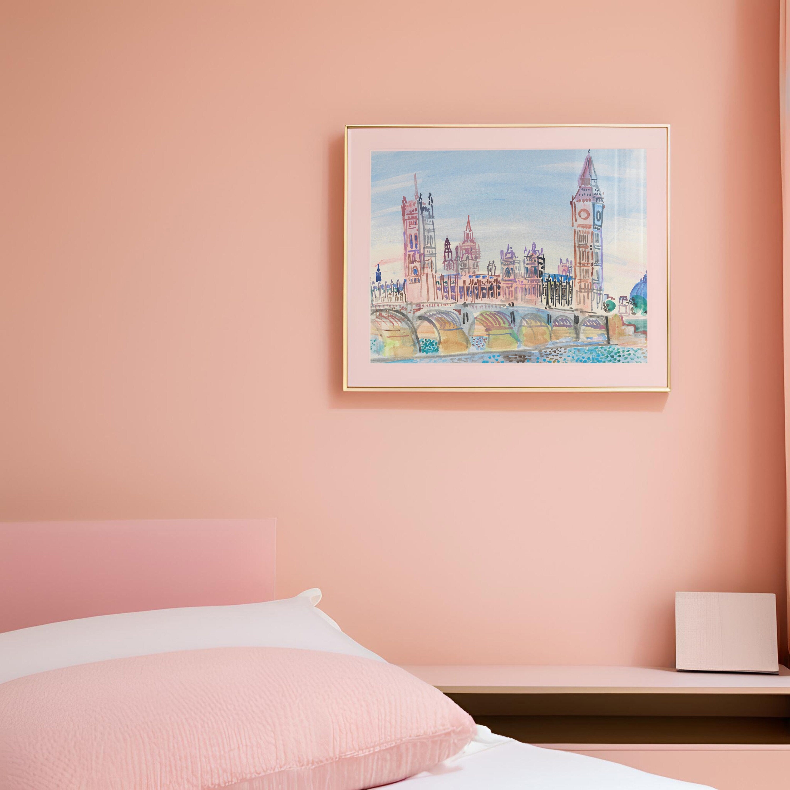 Classic Painting, London Art Print, Multi Color City Painting, London Painting, England Art Prints, Digital Download, British Art