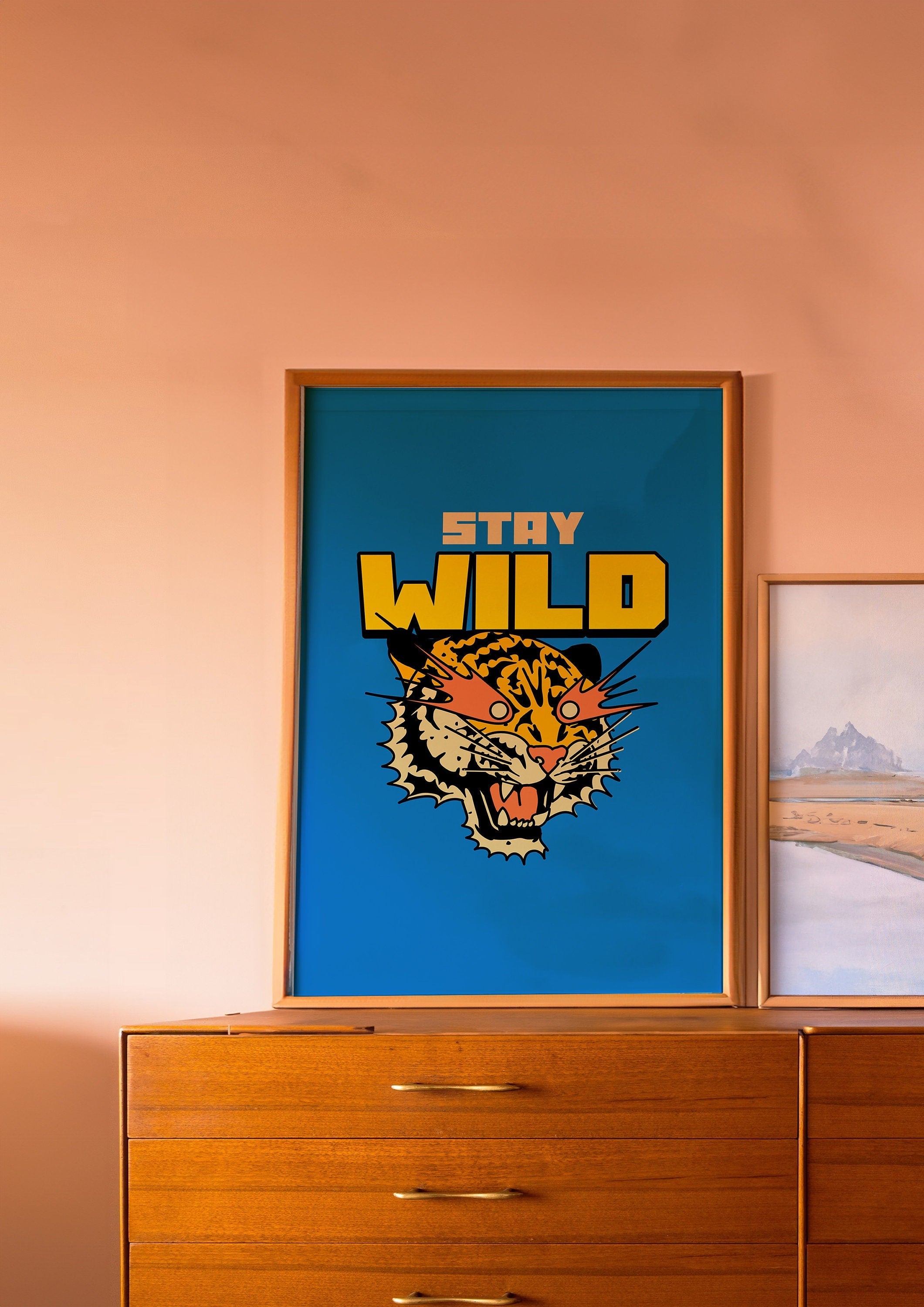 Digital Prints, Trendy Tiger Prints, Tiger Art Print, Funky Art Prints, Dorm Decor, Digital download, Kids Room Art, Minimal Animal Poster
