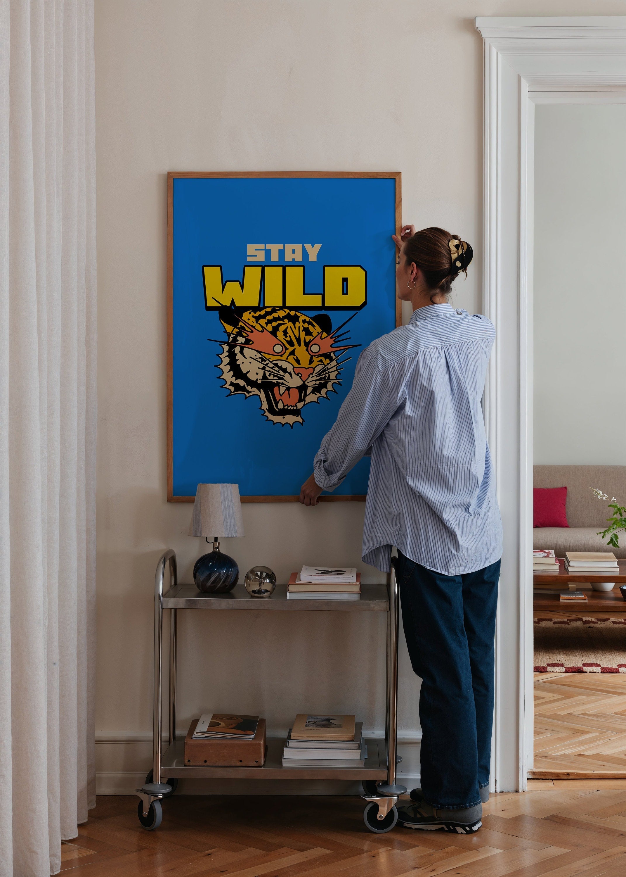 Digital Prints, Trendy Tiger Prints, Tiger Art Print, Funky Art Prints, Dorm Decor, Digital download, Kids Room Art, Minimal Animal Poster