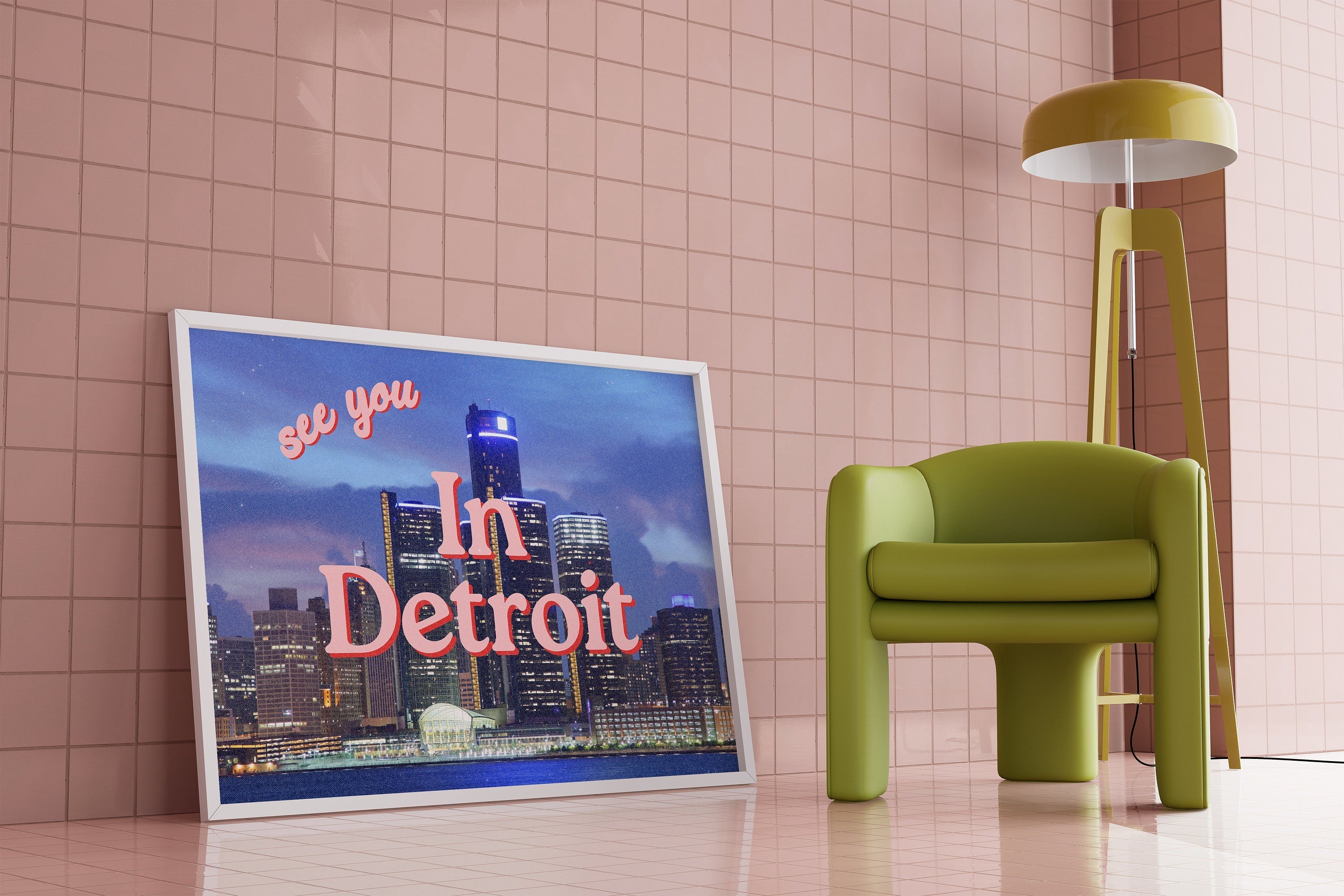 See you in Detroit, Michigan Art Print, Detroit Art, Detroit posters, cute city prints, city art prints, horizontal art, Digital art print