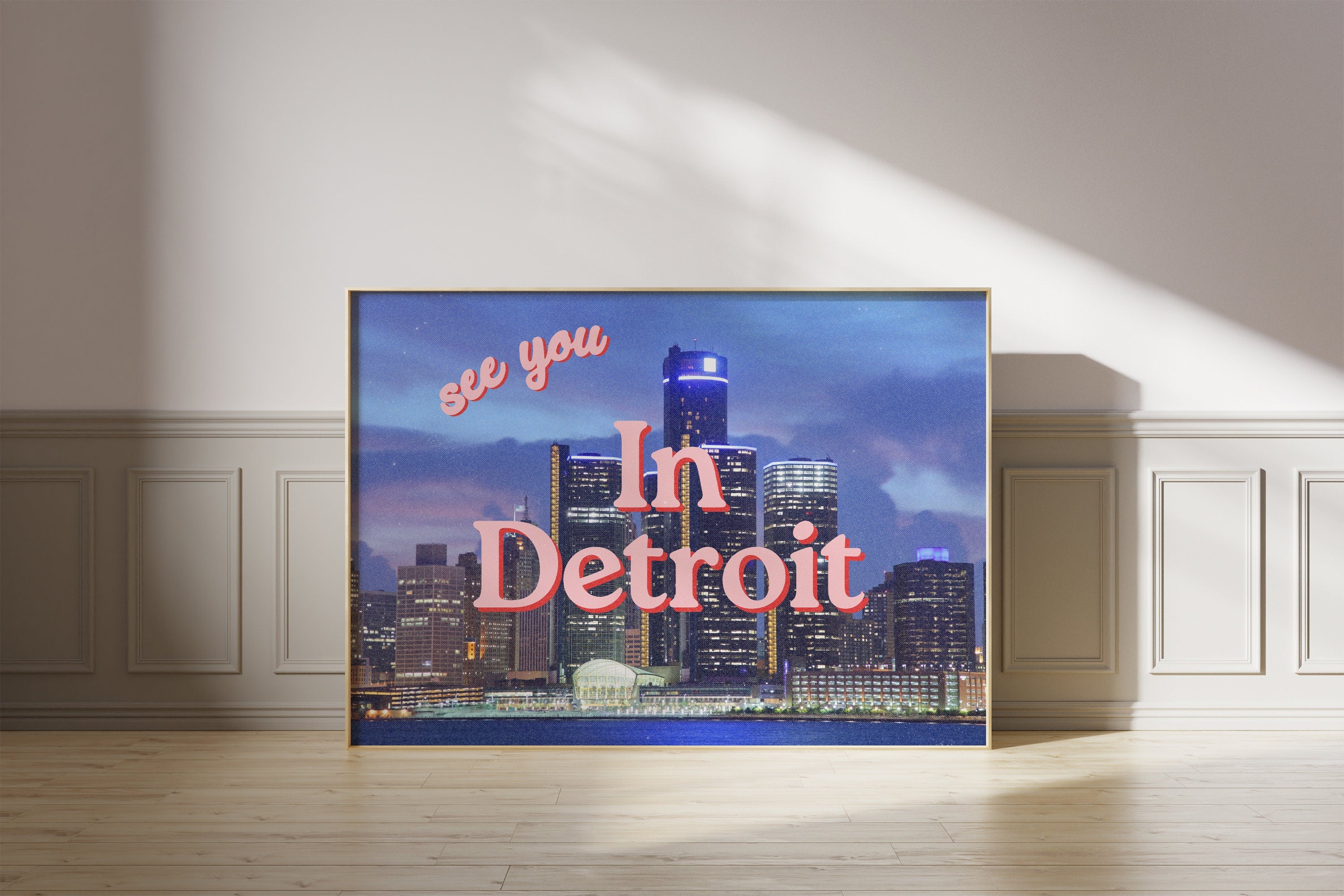 See you in Detroit, Michigan Art Print, Detroit Art, Detroit posters, cute city prints, city art prints, horizontal art, Digital art print