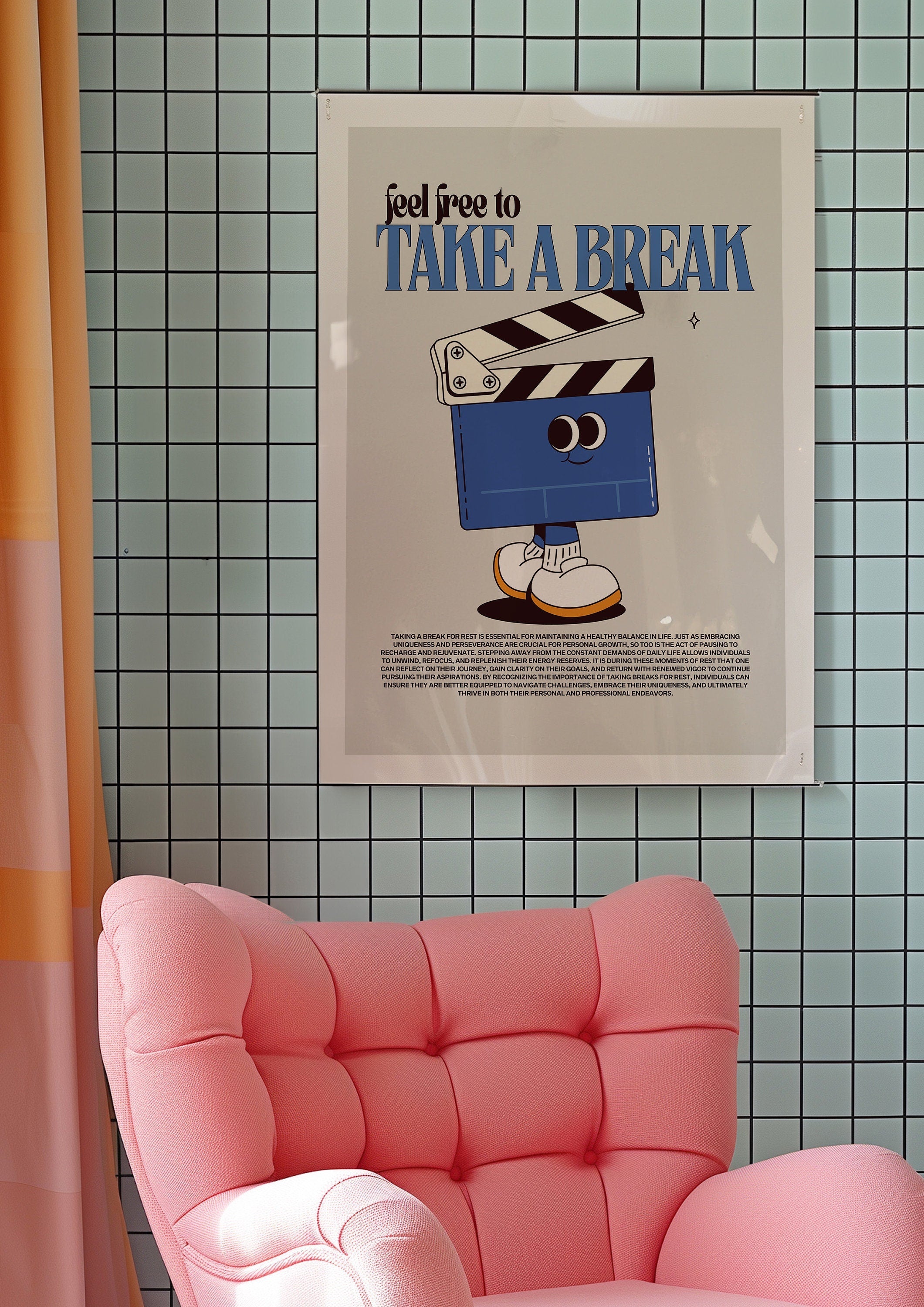 Take a Break Poster, Movie Wall Print, Fun Classroom Decor, Downloadable Art, Pop Art, Digital Print, Positive Wall Art, School Art