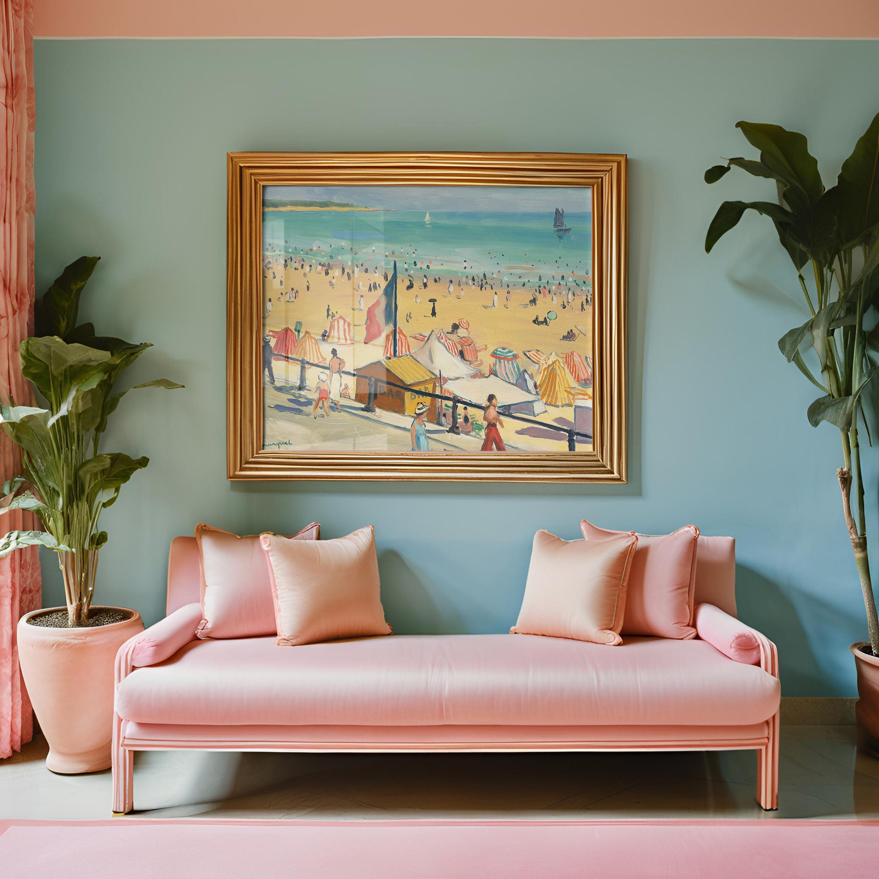 Ocean Painting, Classic Art Print, Multi Color Beach Painting, Beach Wall Art, Blue Classic Art Prints, Digital Download