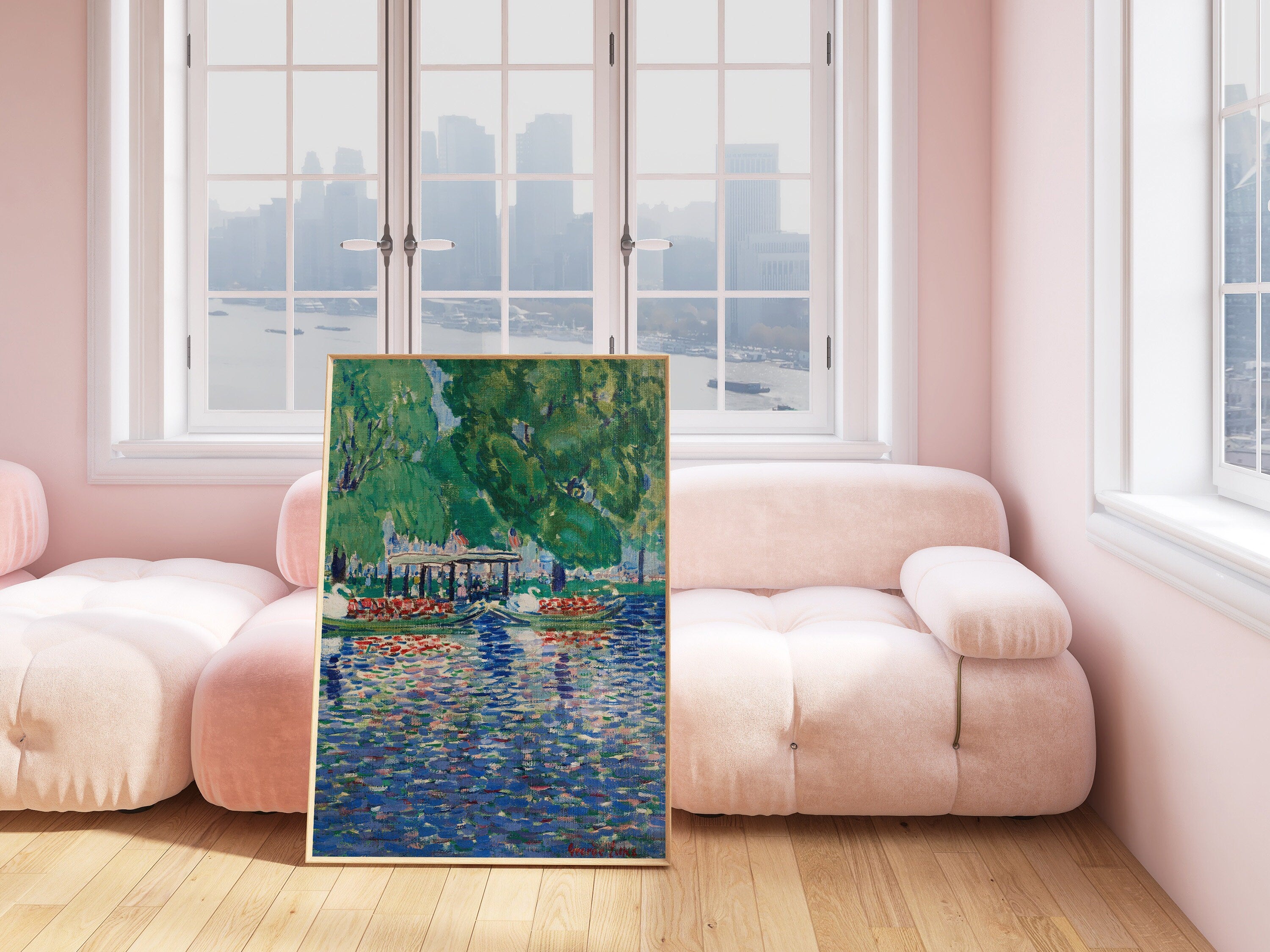 Classic Painting, Classic Art Print, Multi Color Floral Painting, Blue Painting Wall Art, Green and Blue Prints, Digital Download