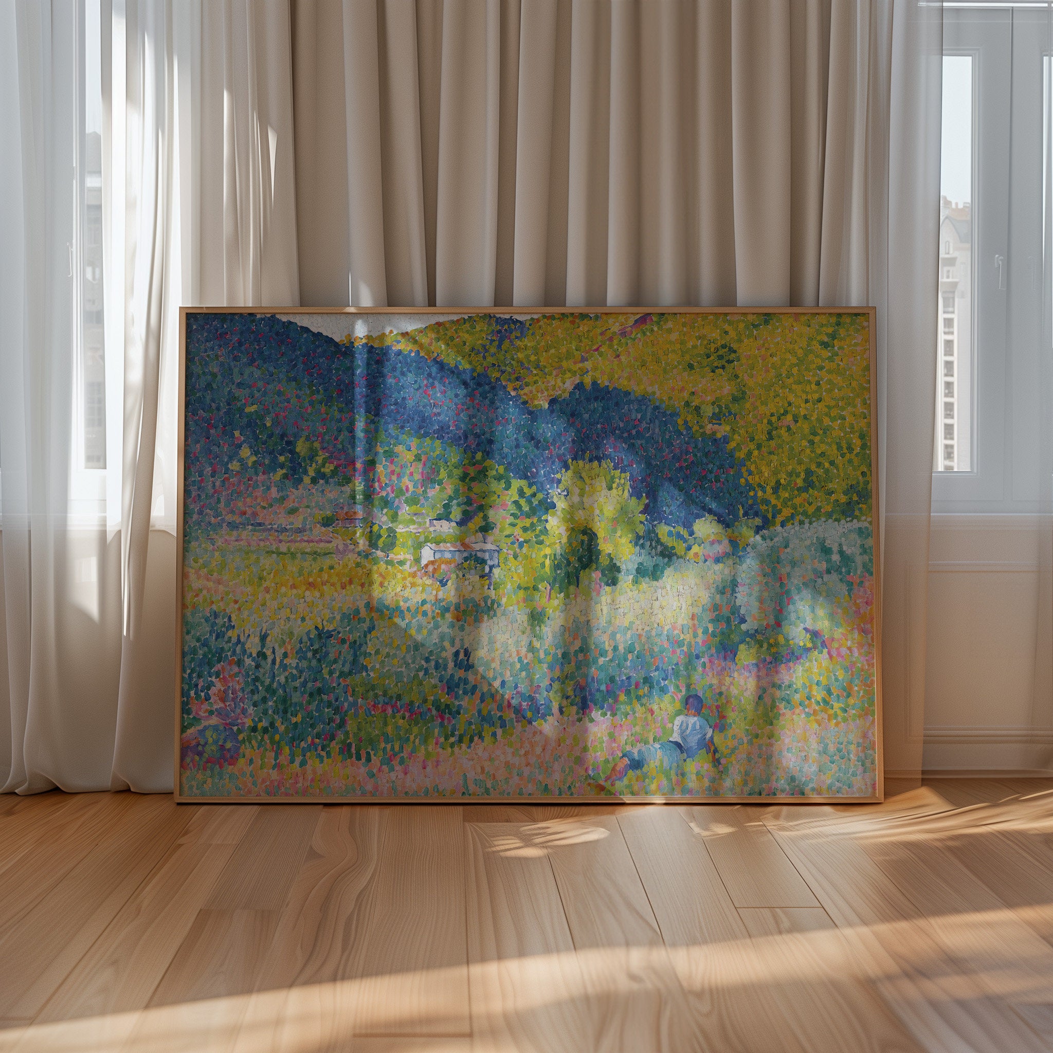 Classic Painting, Classic Art Print, Multi Color Landscape Painting, Green Painting Wall Art, Green and Blue Prints, Digital Download