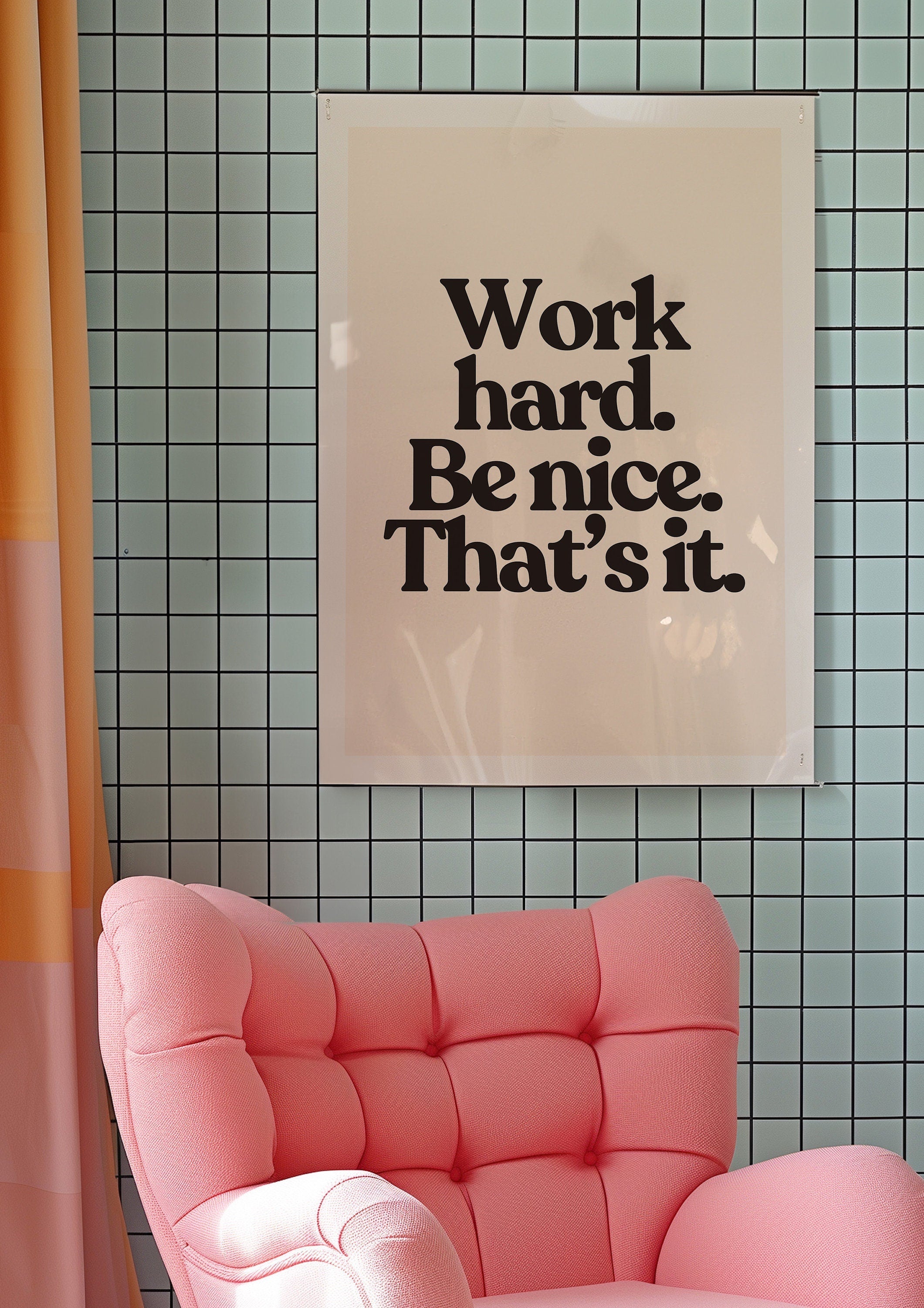 Work Hard Be Nice White Digital Art Print