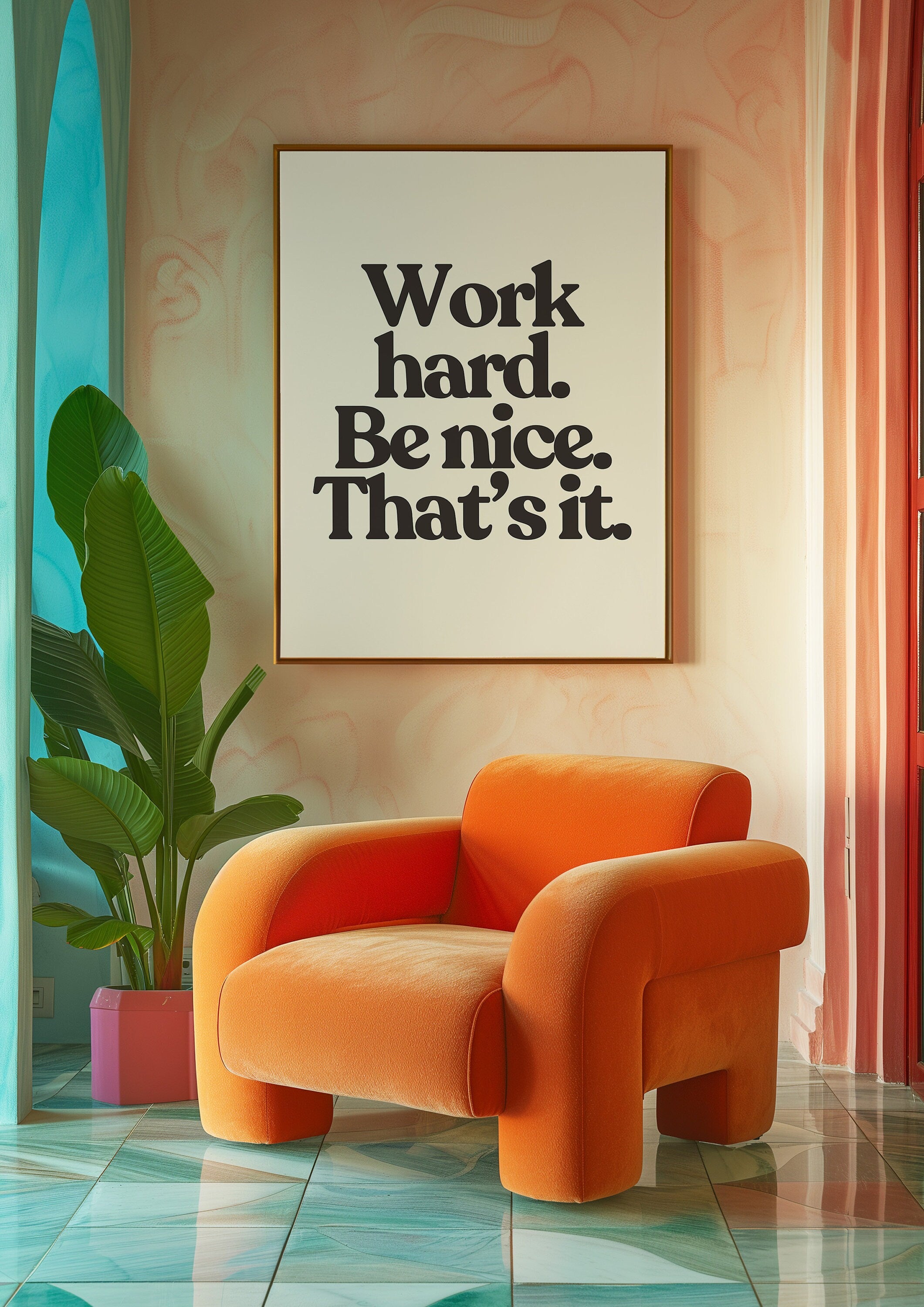 Work Hard Be Nice White Digital Art Print