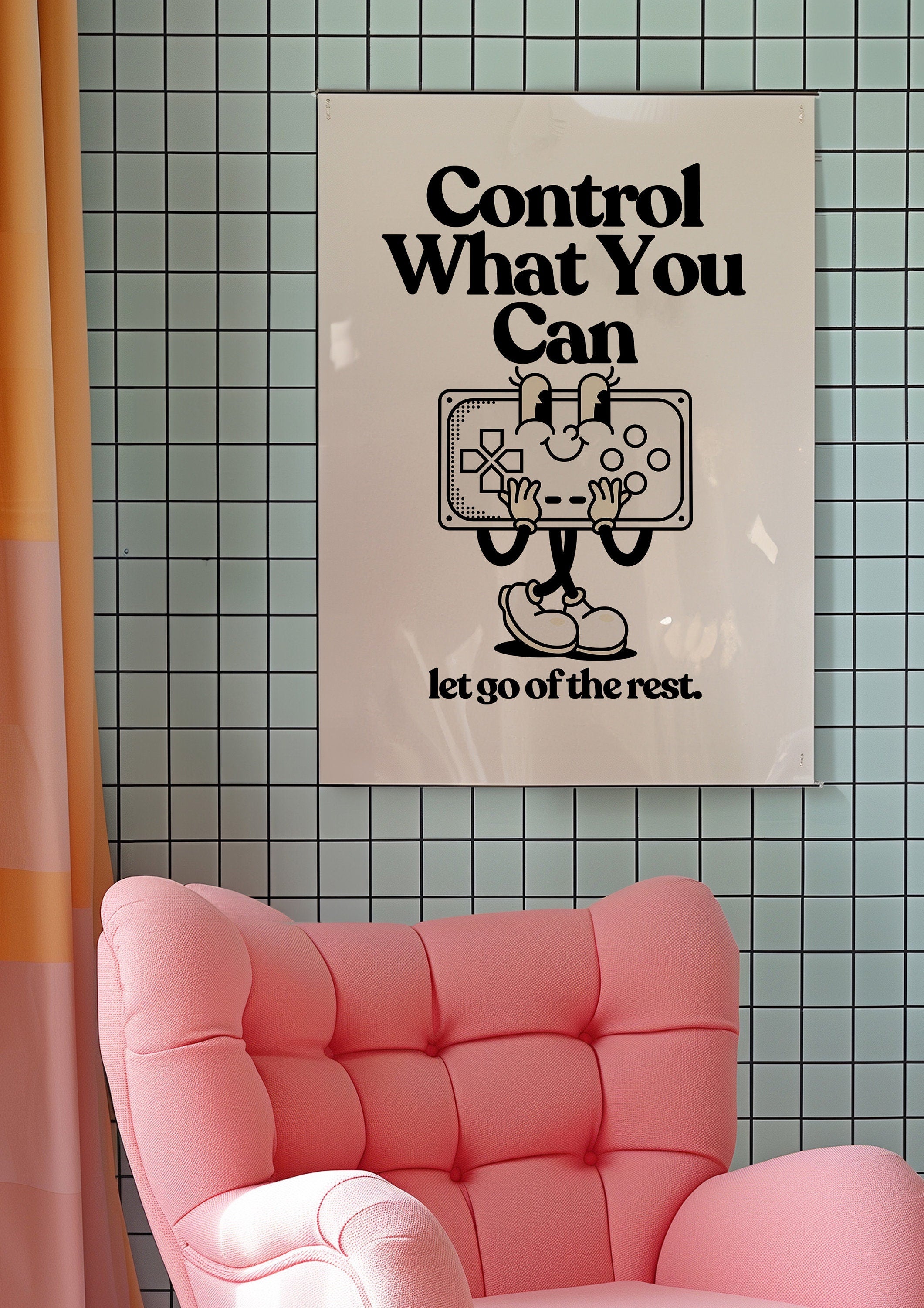 Retro Mental Health Print, Things You Can Control, Therapy Office Decor, Counseling Wall Art, Digital Download