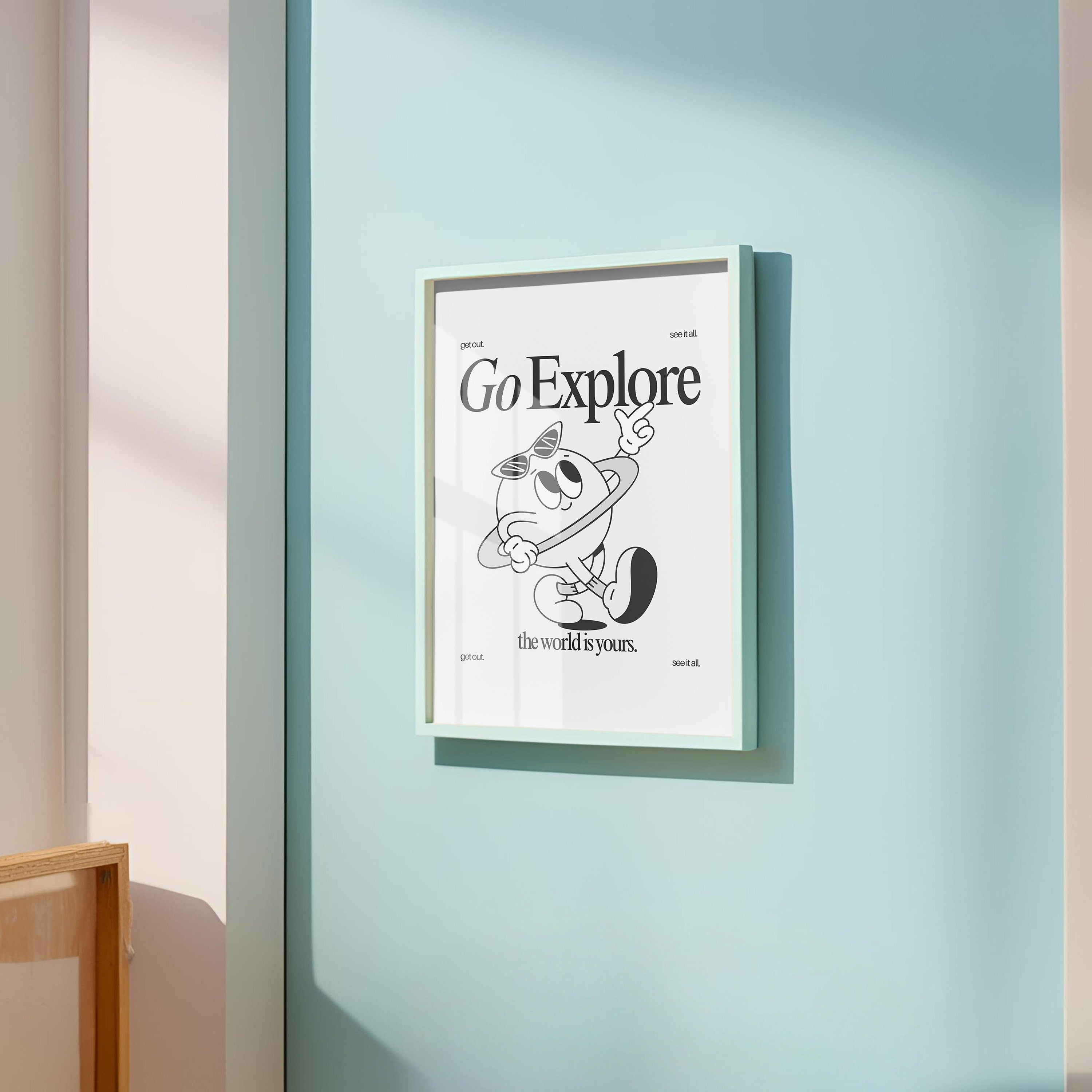 Go Explore Gray Digital Art Print