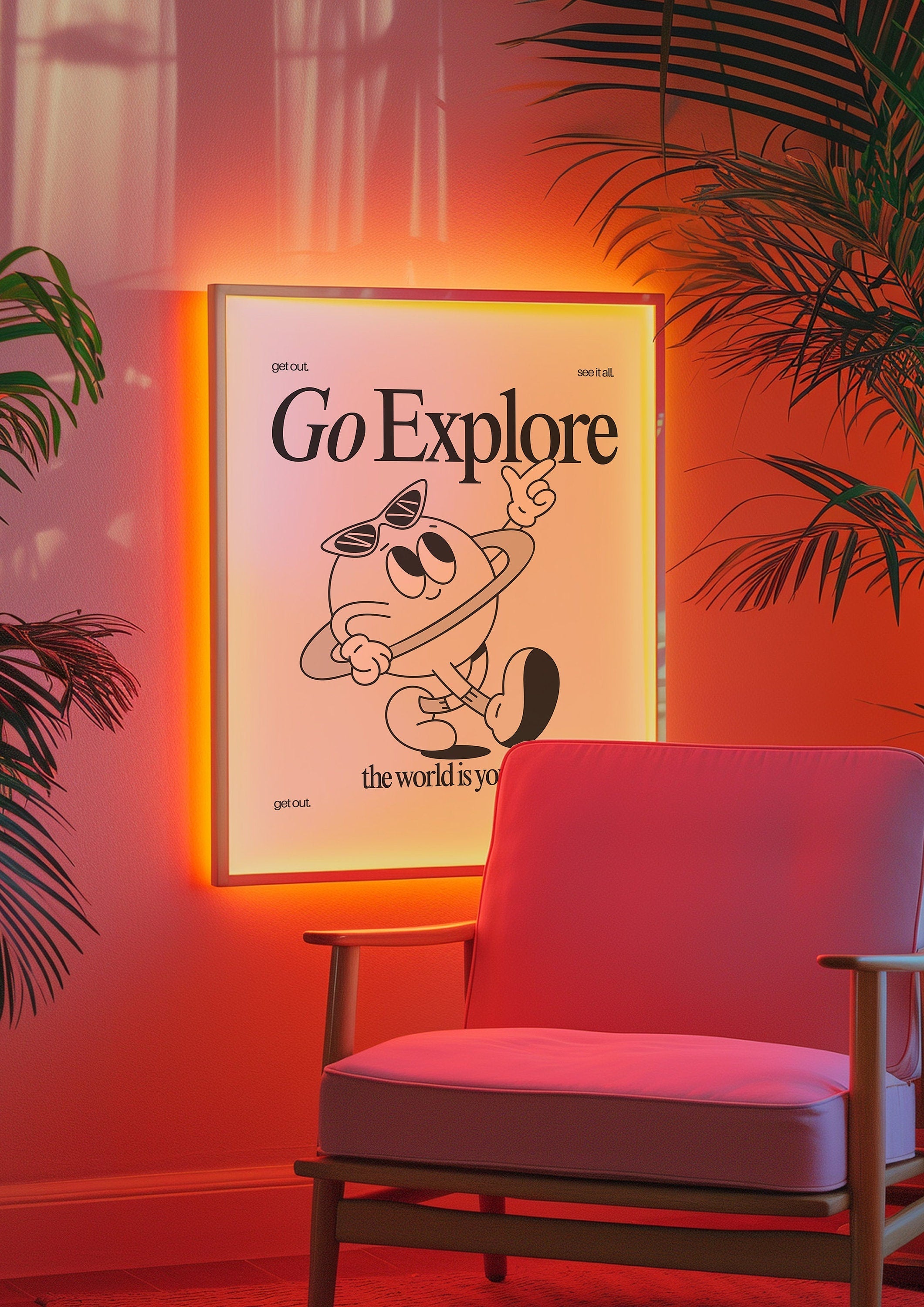 Go Explore Gray Digital Art Print