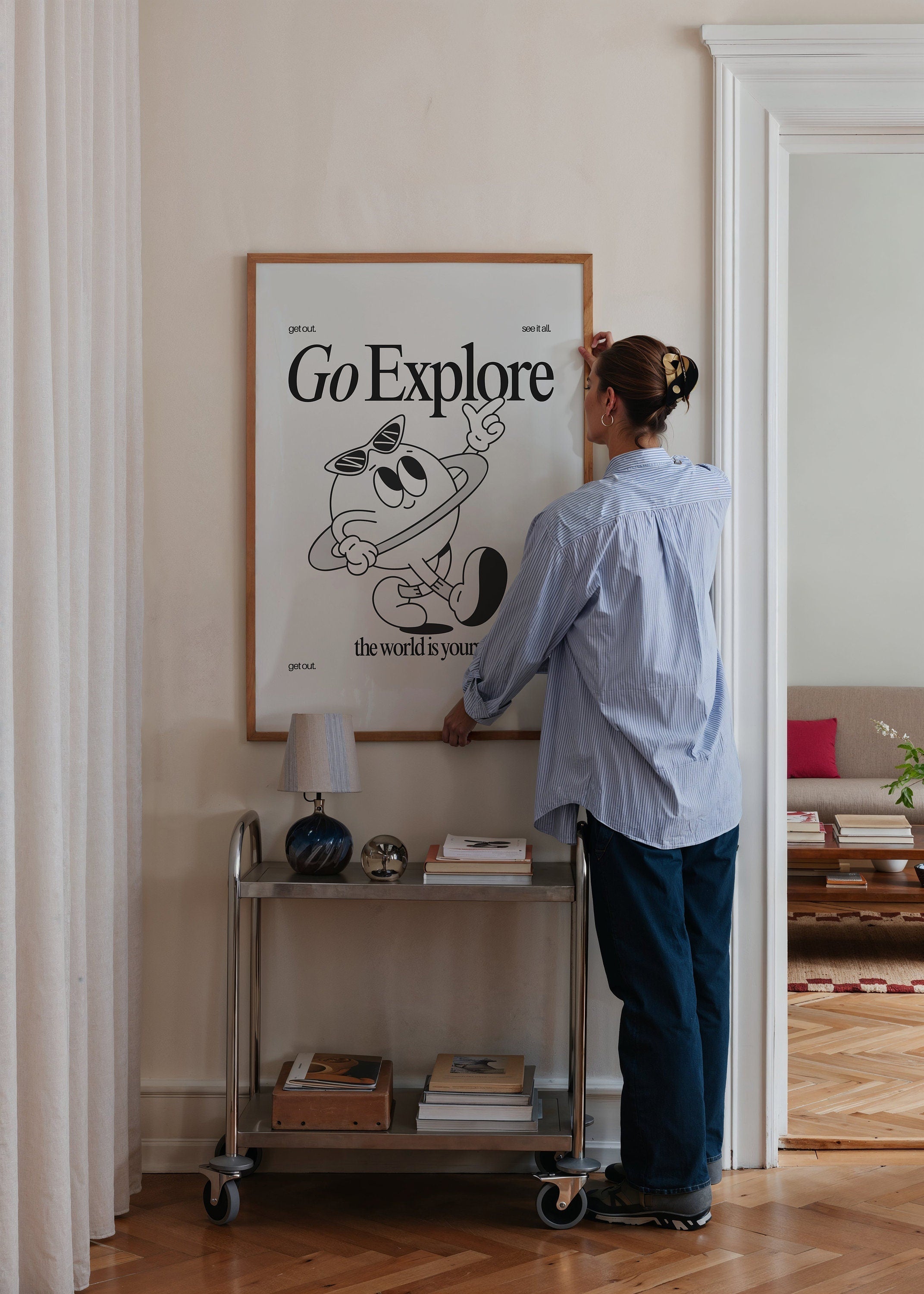 Go Explore Gray Digital Art Print