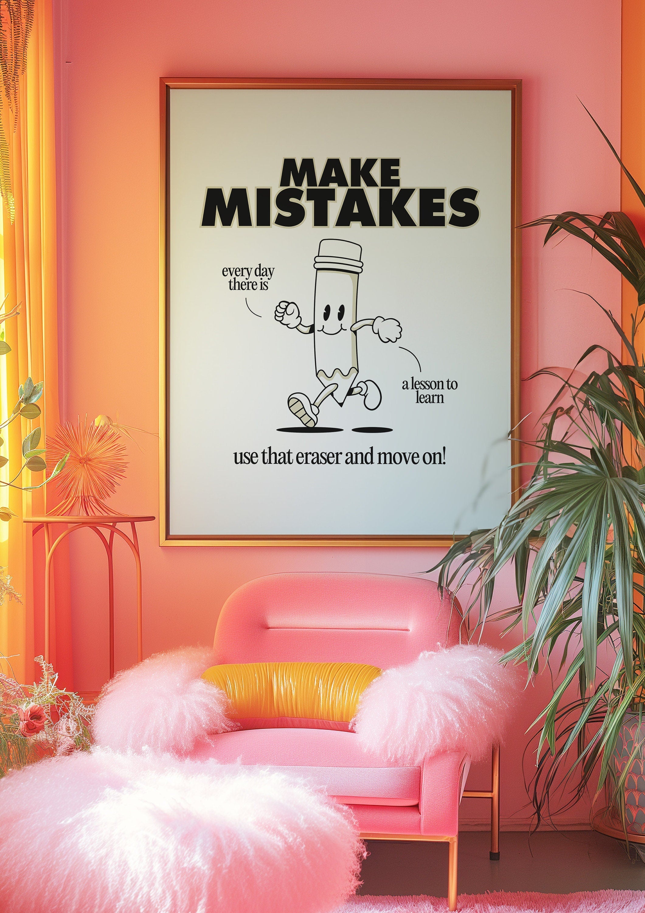 Make Mistakes White Digital Art Print