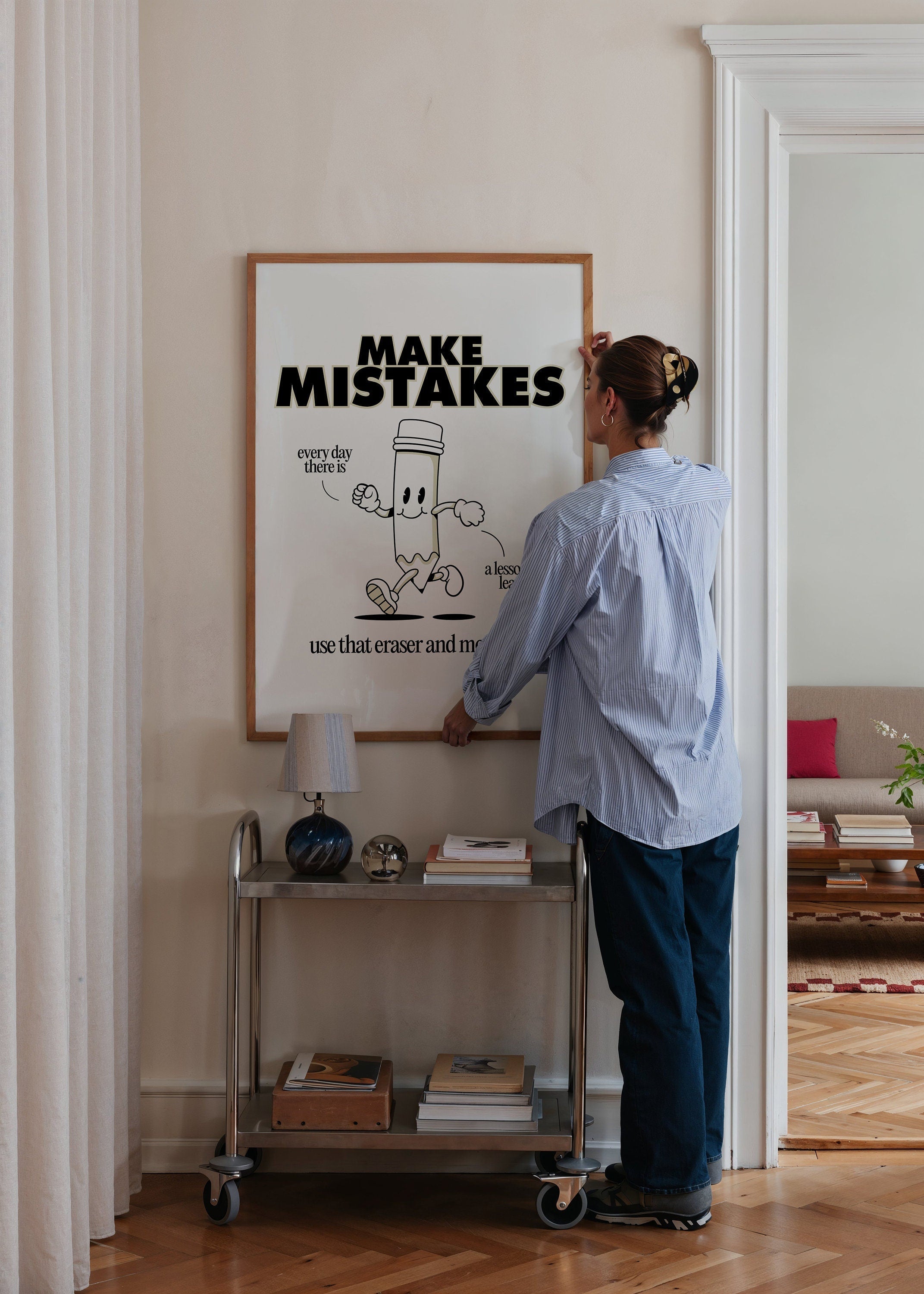 Make Mistakes White Digital Art Print