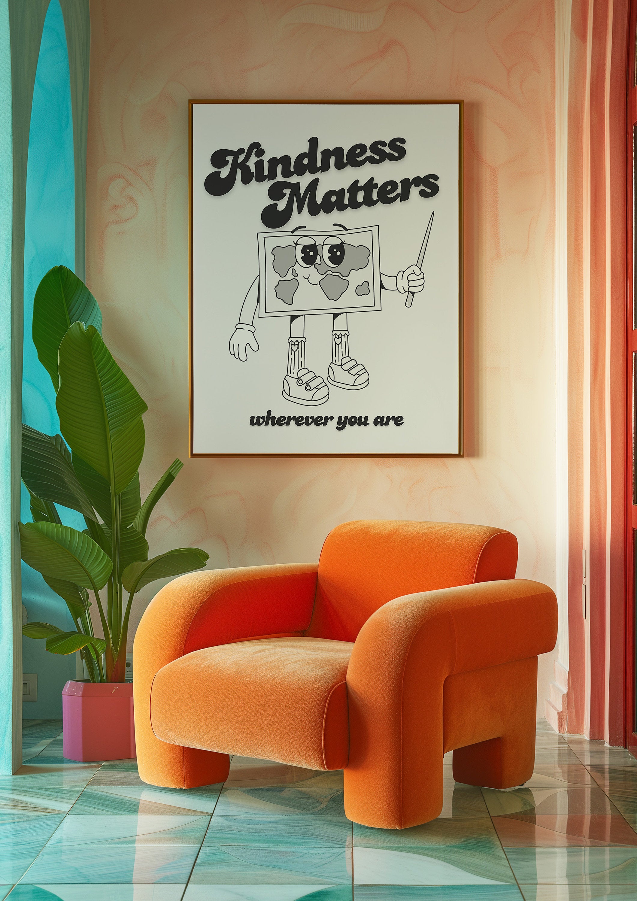 School Print, Inclusivity Digital Print, Instant Download, Kindness Matters Art, Retro Art Print, Classroom Posters, Kids Room Art