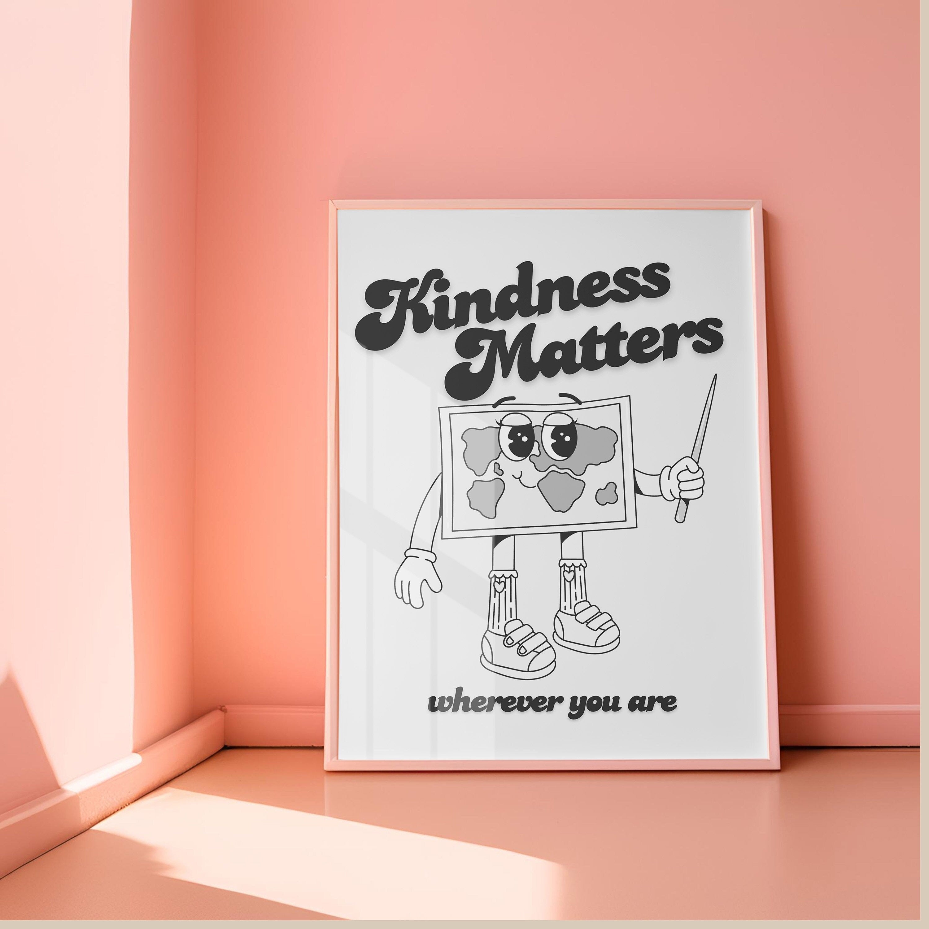 School Print, Inclusivity Digital Print, Instant Download, Kindness Matters Art, Retro Art Print, Classroom Posters, Kids Room Art