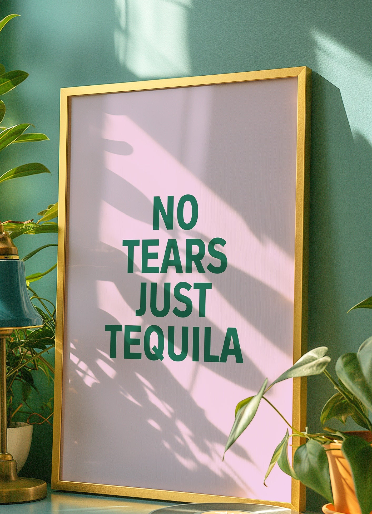 Tequila Print, Pink Aesthetic, Dorm Decor, Bar Cart Decor, Cocktail Poster, Vintage Retro Poster, pink and Green poster, tequila posters