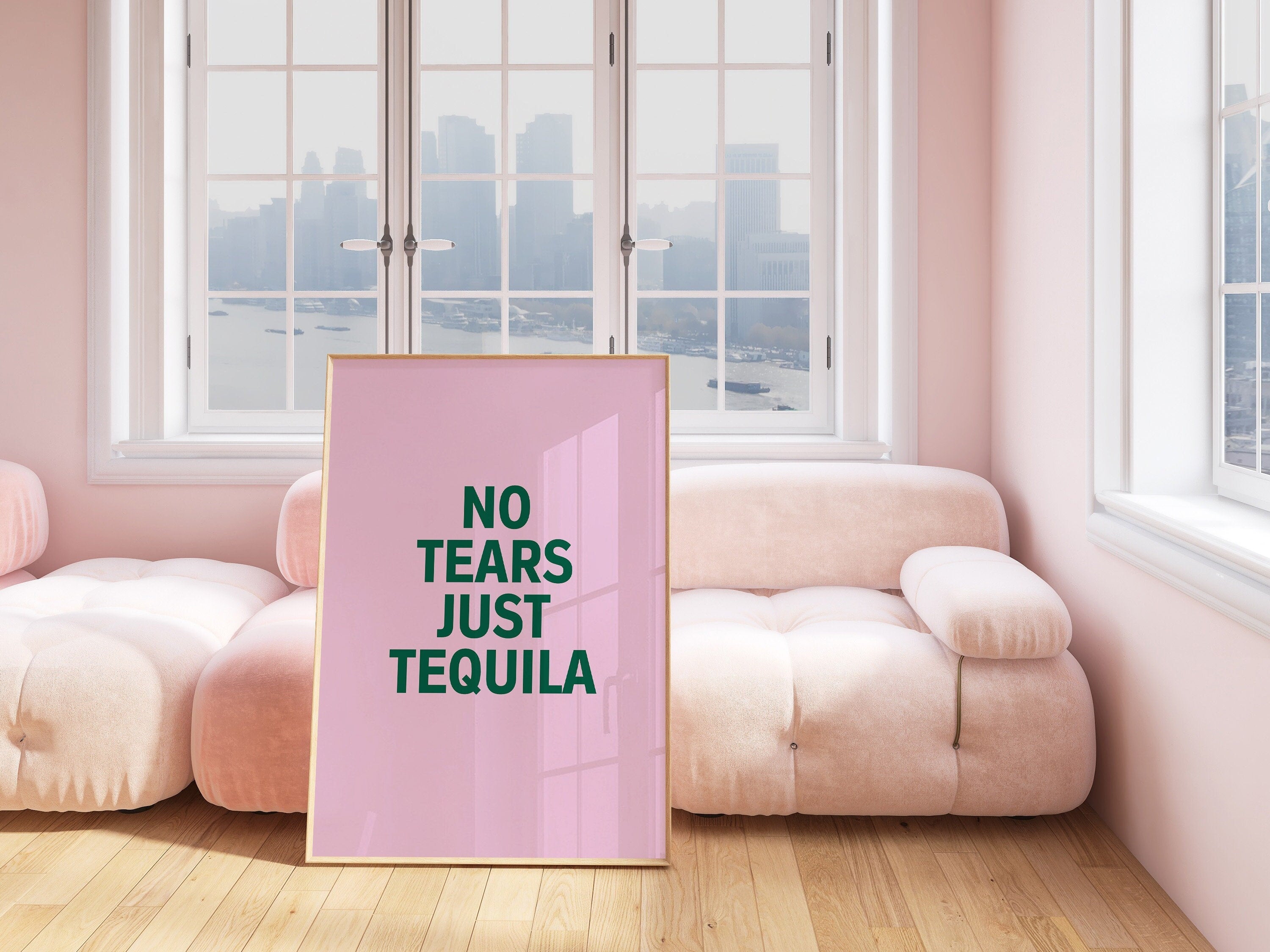 Tequila Print, Pink Aesthetic, Dorm Decor, Bar Cart Decor, Cocktail Poster, Vintage Retro Poster, pink and Green poster, tequila posters