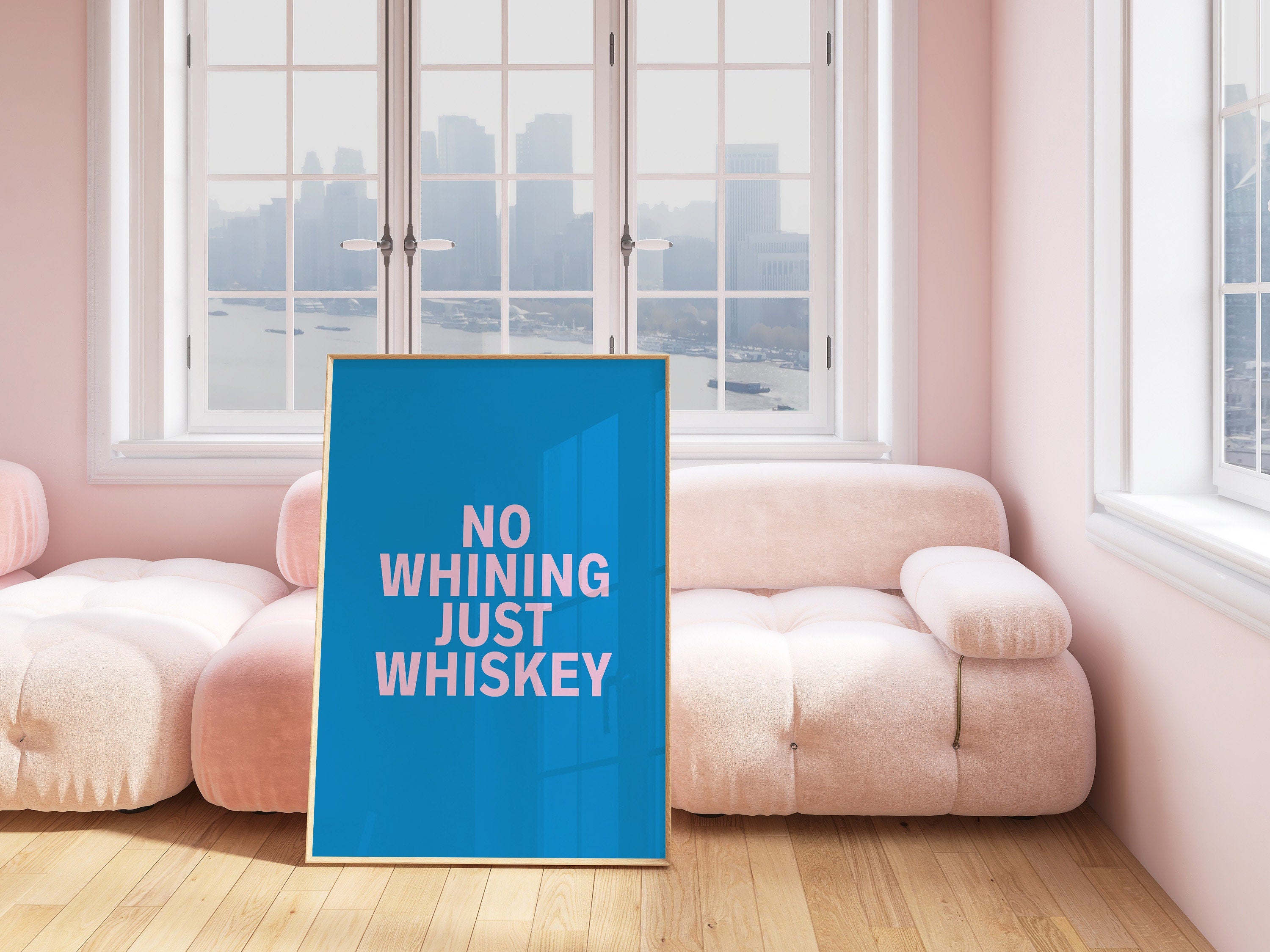 Whiskey Art Print, Pink Aesthetic, Dorm Decor, Bar Cart Decor, Cocktail Poster, Vintage Retro Poster, Blue and Pink poster, Whiskey posters