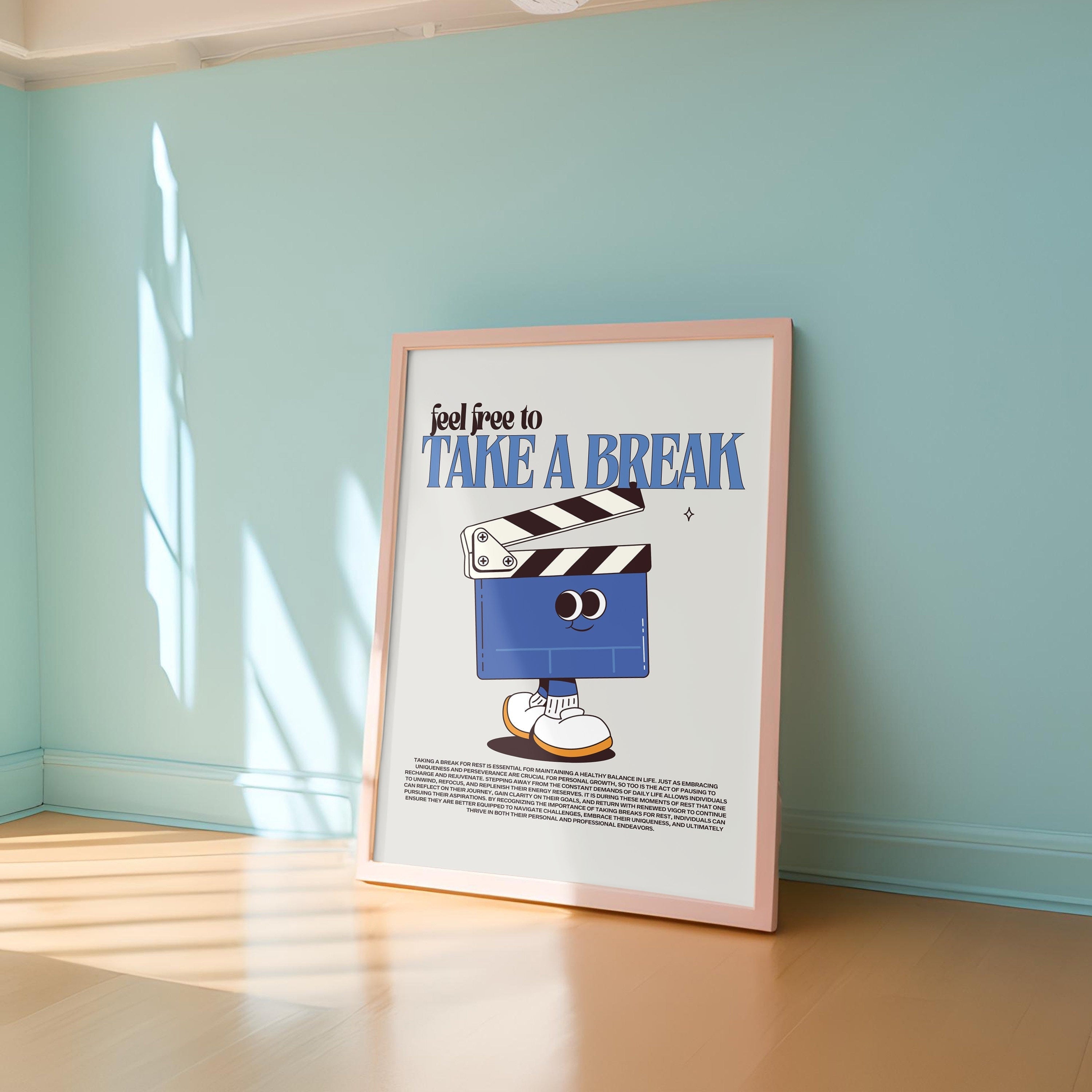 Take a Break Poster, Movie Wall Print, Fun Classroom Decor, Downloadable Art, Pop Art, Digital Print, Positive Wall Art, School Art