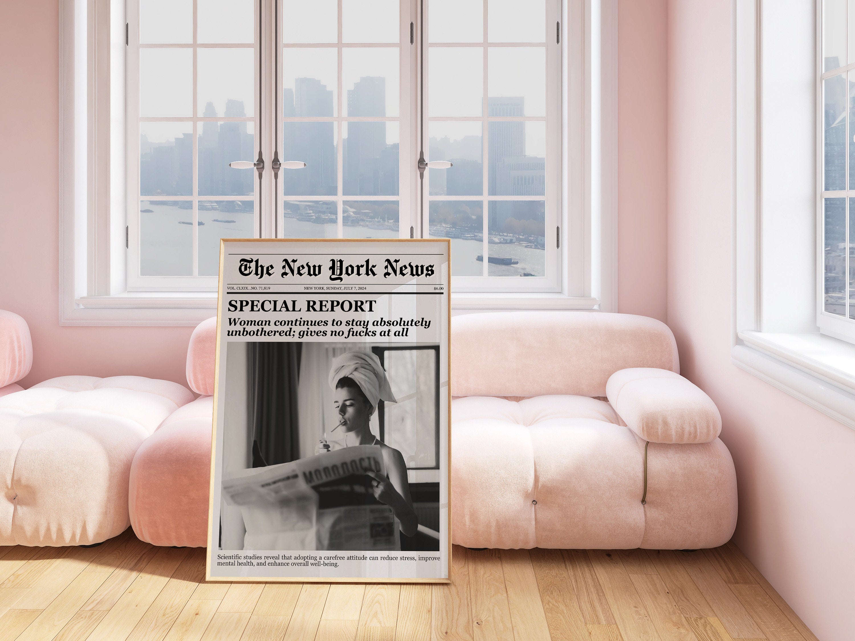 Trendy Newspapers Wall Art, New York Print, Vintage Bar Cart, It Girl Dorm Retro Wall Art, Instant Download, Dorm Decor, Apartment Art