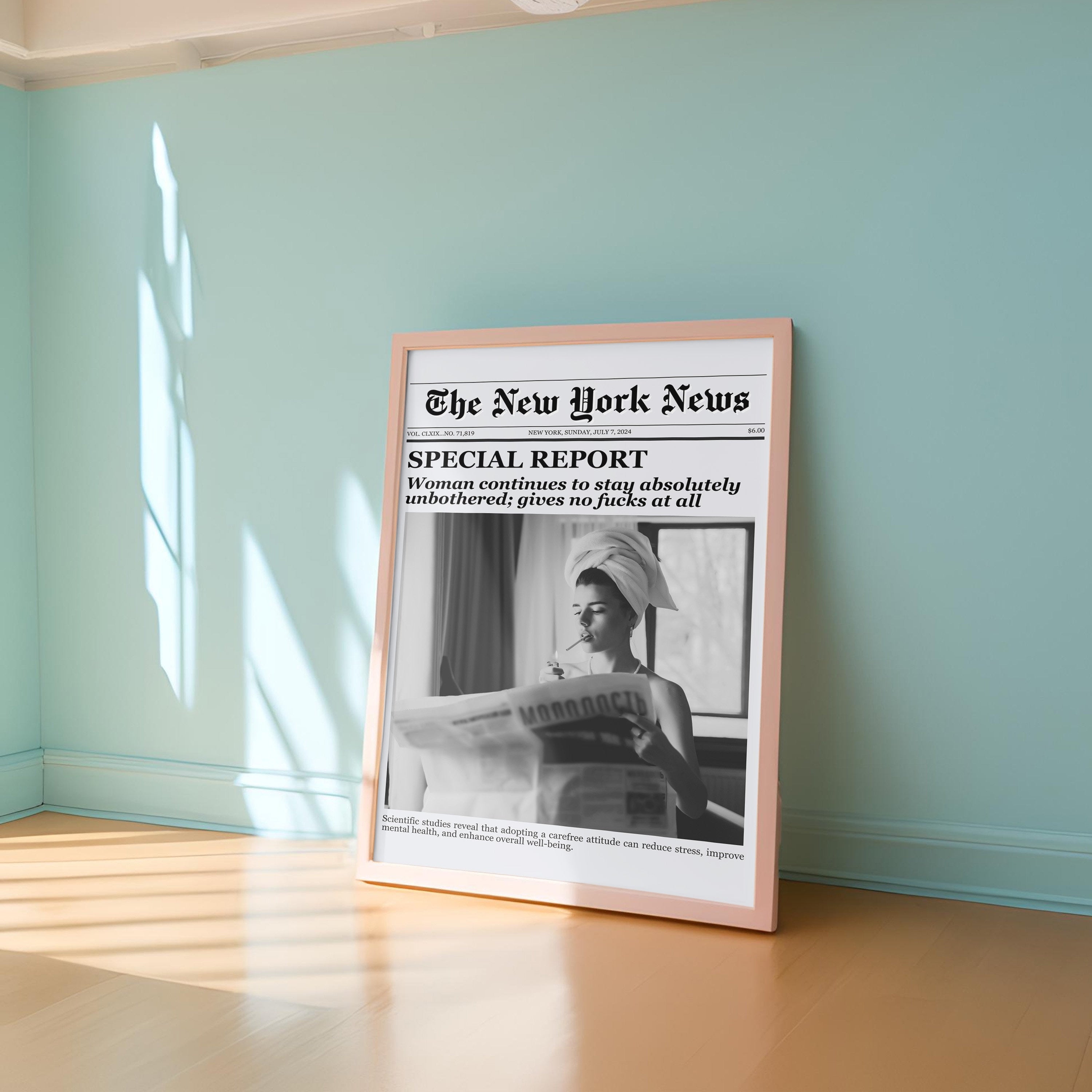 Trendy Newspapers Wall Art, New York Print, Vintage Bar Cart, It Girl Dorm Retro Wall Art, Instant Download, Dorm Decor, Apartment Art