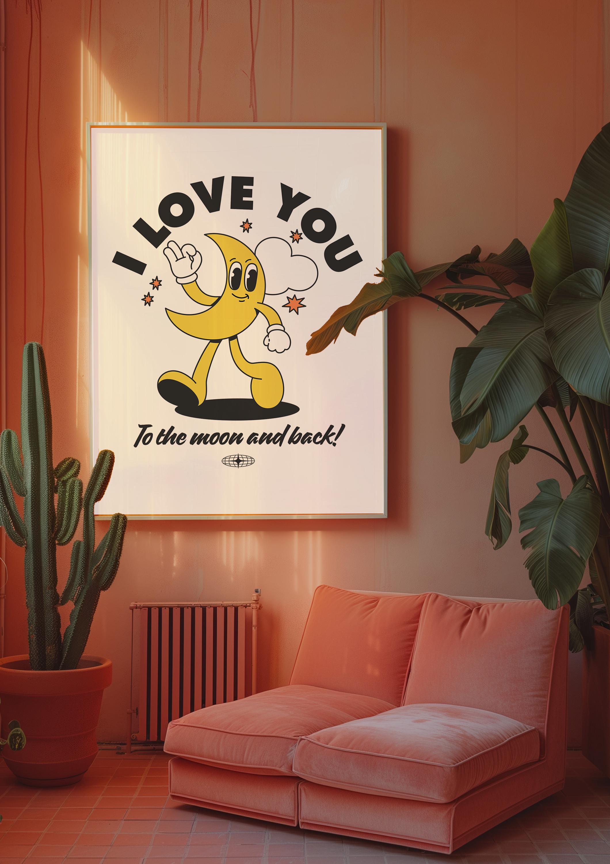 Classroom Art, Kids Room Art, Downloadable Print, Cartoon Art Print, Moon Cartoon Art, Trendy Posters, Vintage Mascot, Cute Positive Art