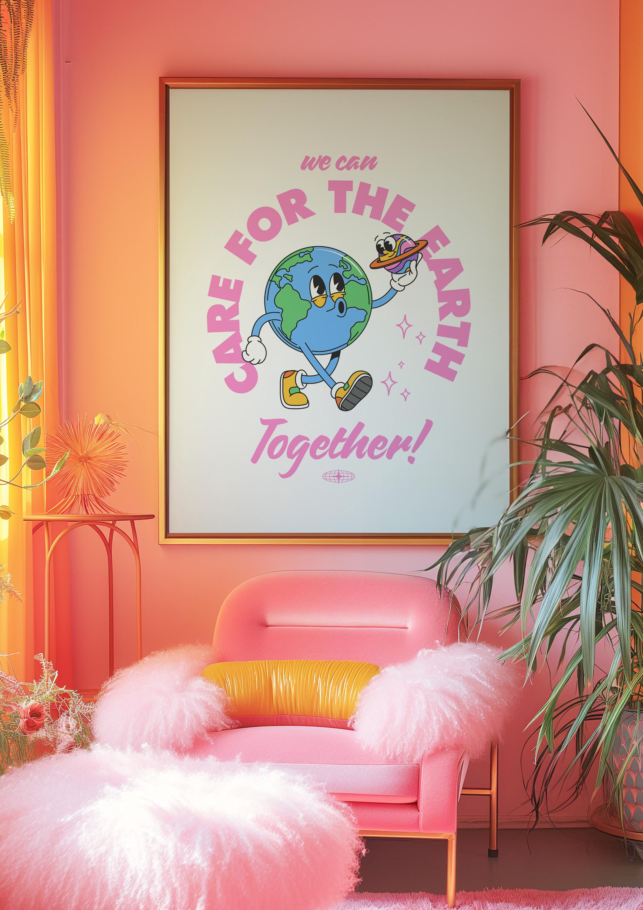 Classroom Art ,Kids Room Art, Downloadable Print, Cartoon Art Print, Trendy Posters, Vintage Mascot Art, Cute Positive Art, Earth Art