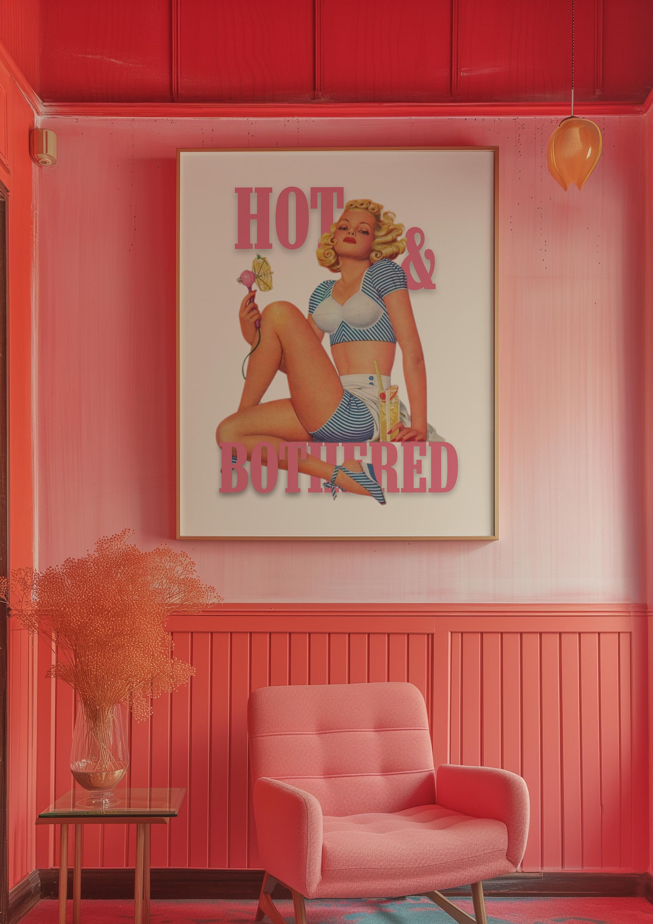 Hot and Bothered, Retro Photo Art Print, Girly Art Decor, Apartment Decor, Bar Cart Print, Vintage Art Print, Vintage Photo Decor