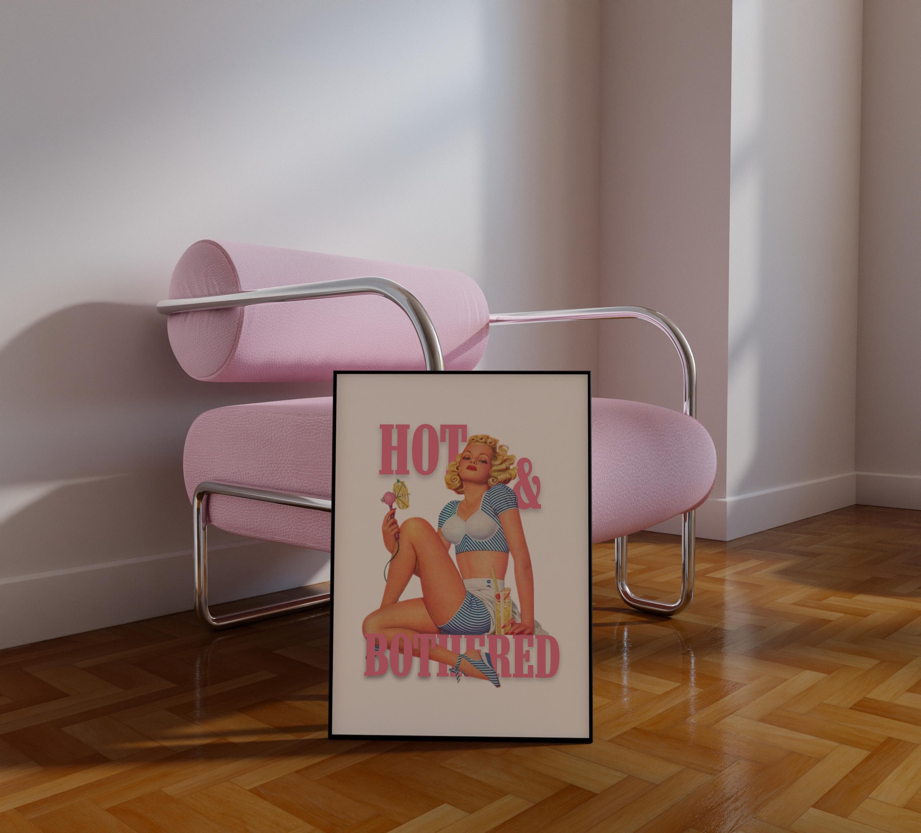 Hot and Bothered, Retro Photo Art Print, Girly Art Decor, Apartment Decor, Bar Cart Print, Vintage Art Print, Vintage Photo Decor