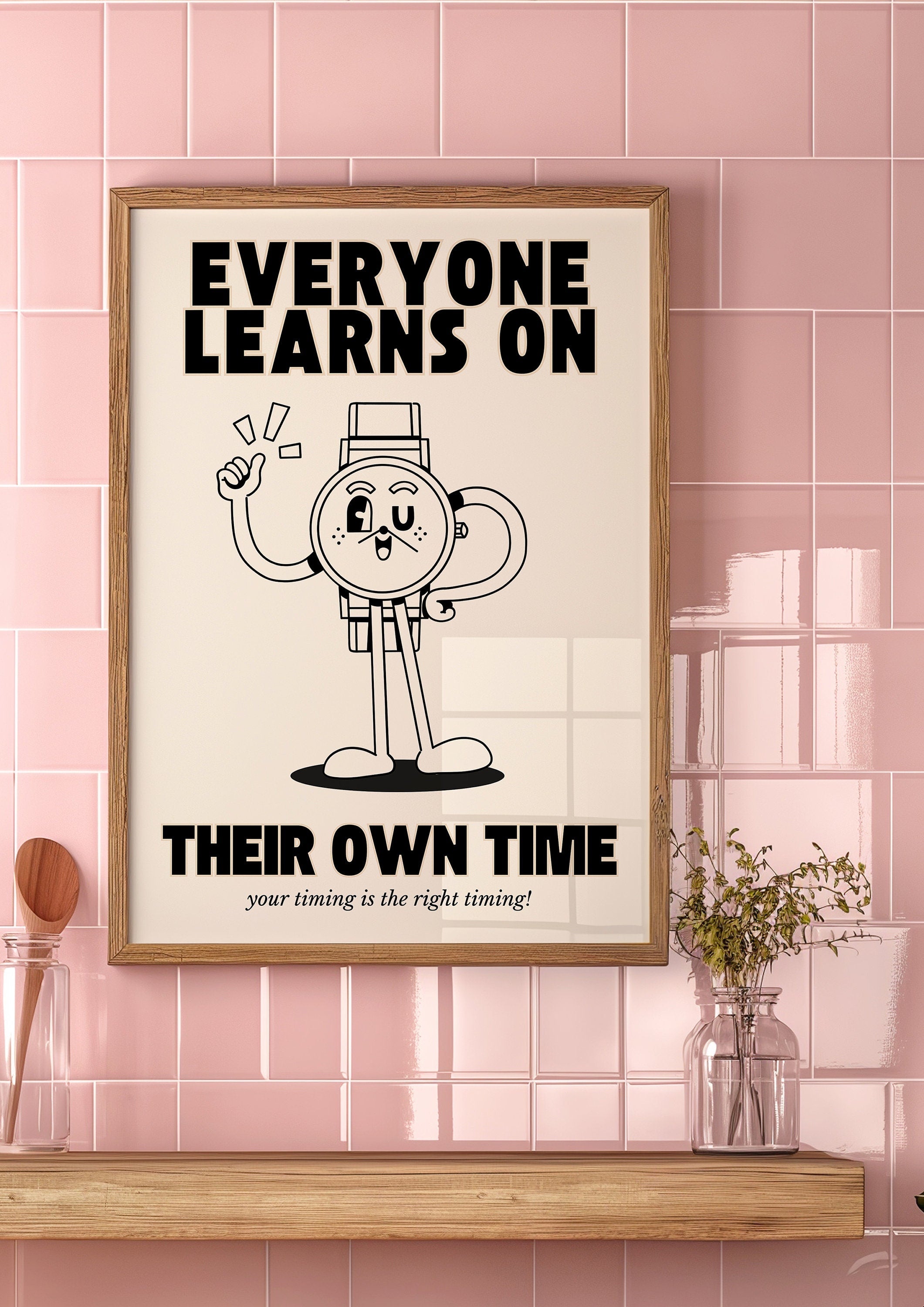 Classroom Art,Kids Room Art,Downloadable Print,Cartoon Art Print,Retro Character Art,Trendy Posters,Vintage Mascot Art,Cute Positive Art