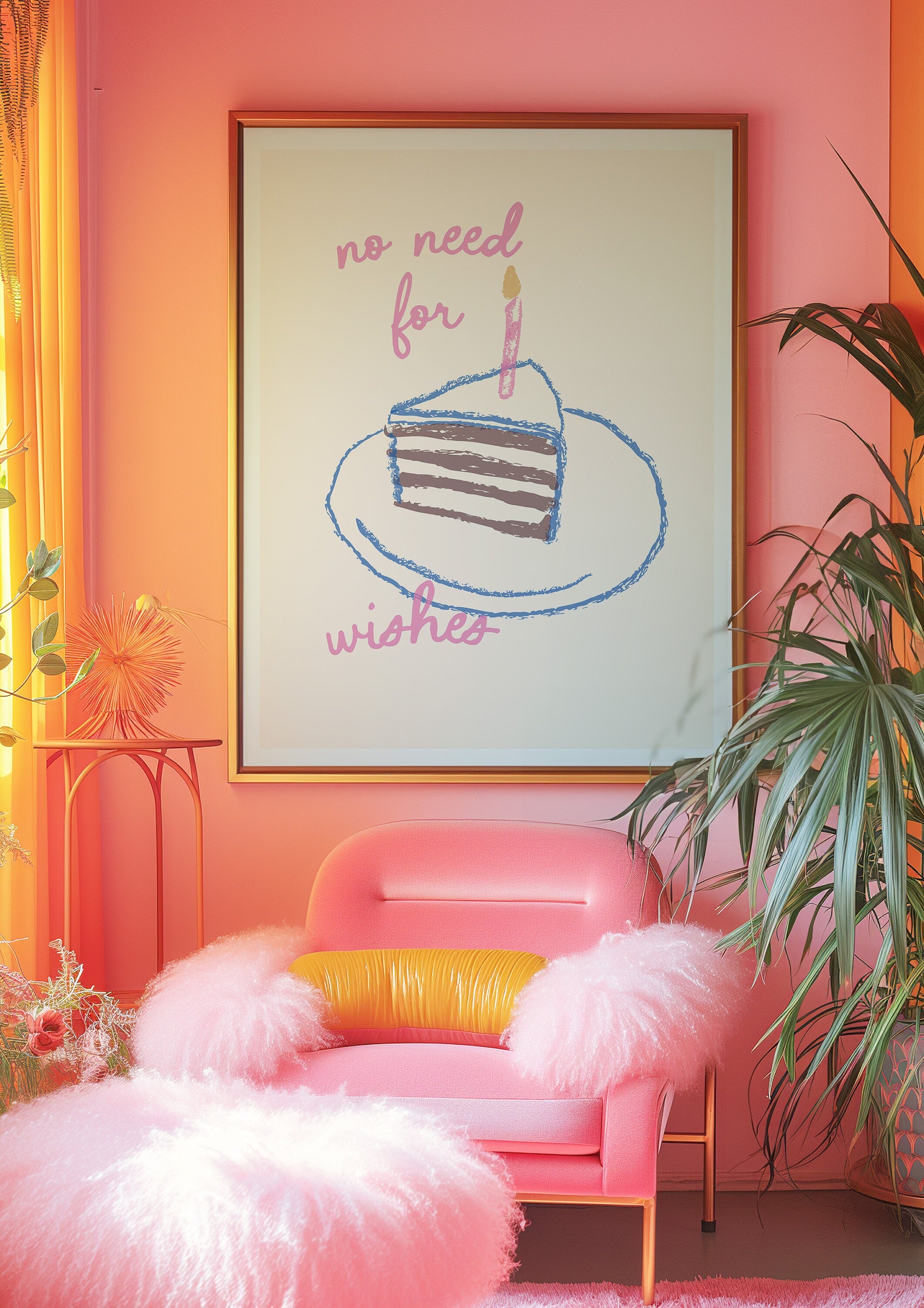 Cake Art, Digital Download, Doodle Wall Art, Coquette Cake Art, Trendy Wall Art Print, Kitchen, Pink Kitchen Wall Decor, Pink Cake Art