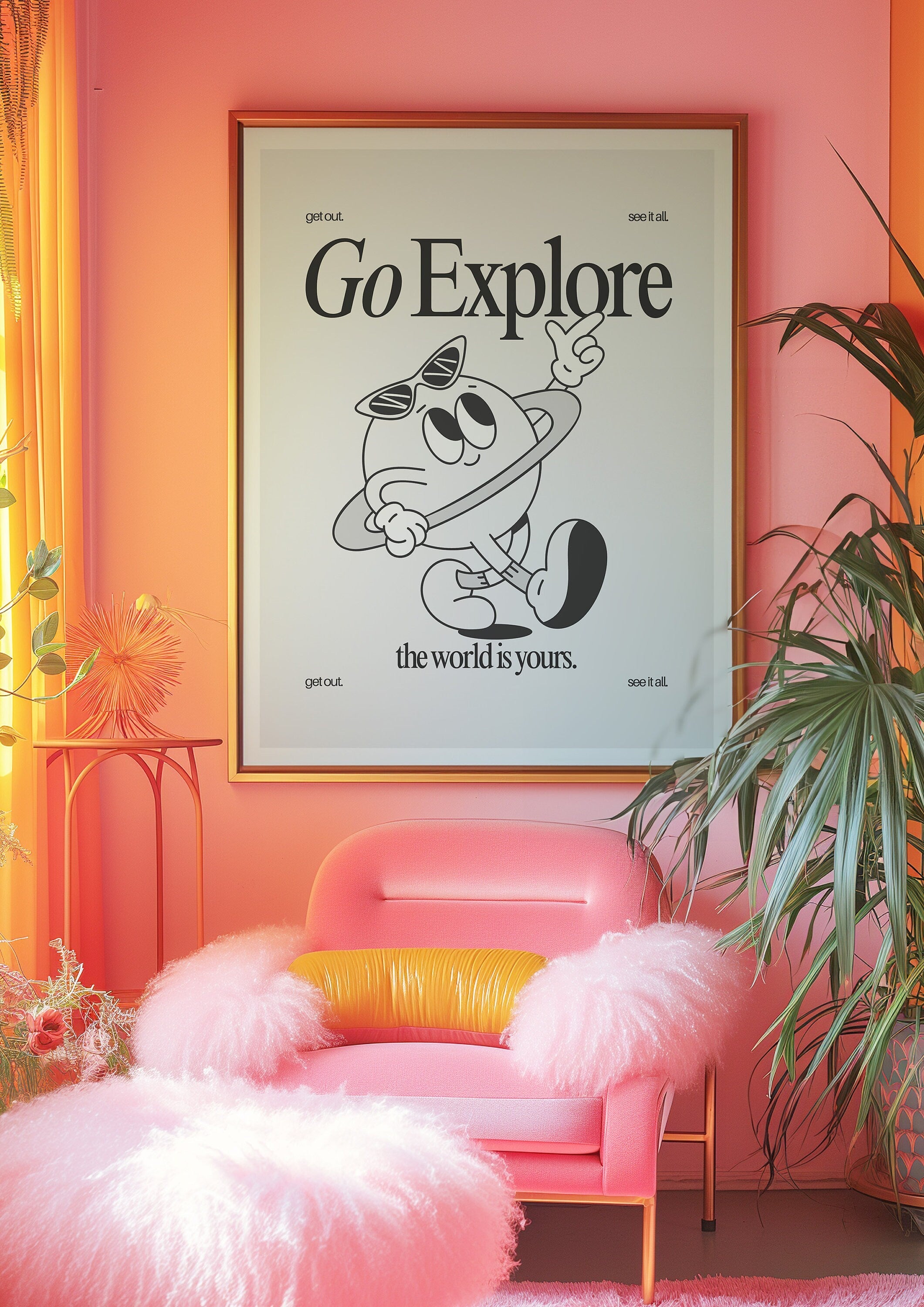 Go Explore Gray Digital Art Print