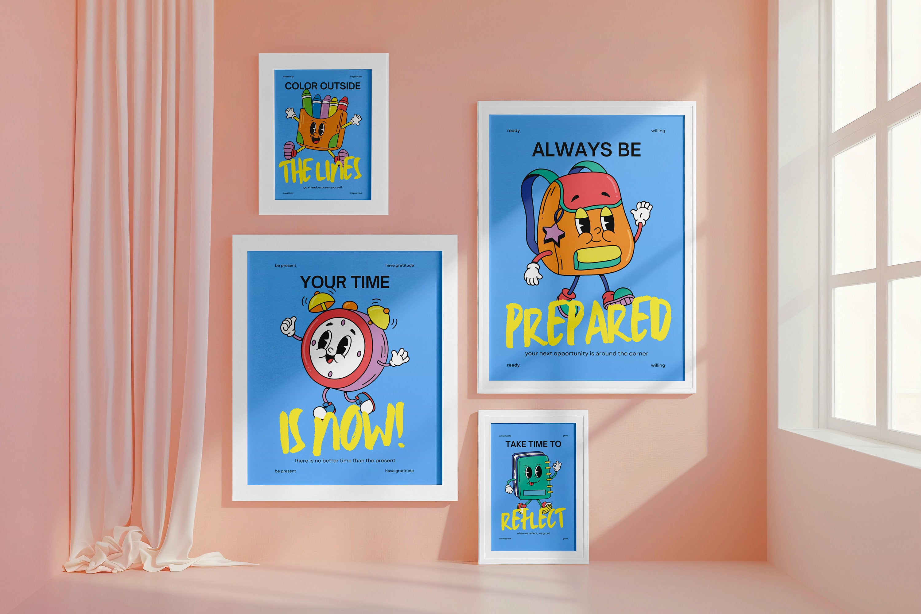 Set of 4 Kids Posters, School Printables, Playroom Prints, Classroom Decor, Learning Poster Bundle, Classroom Posters, Digital Downloads