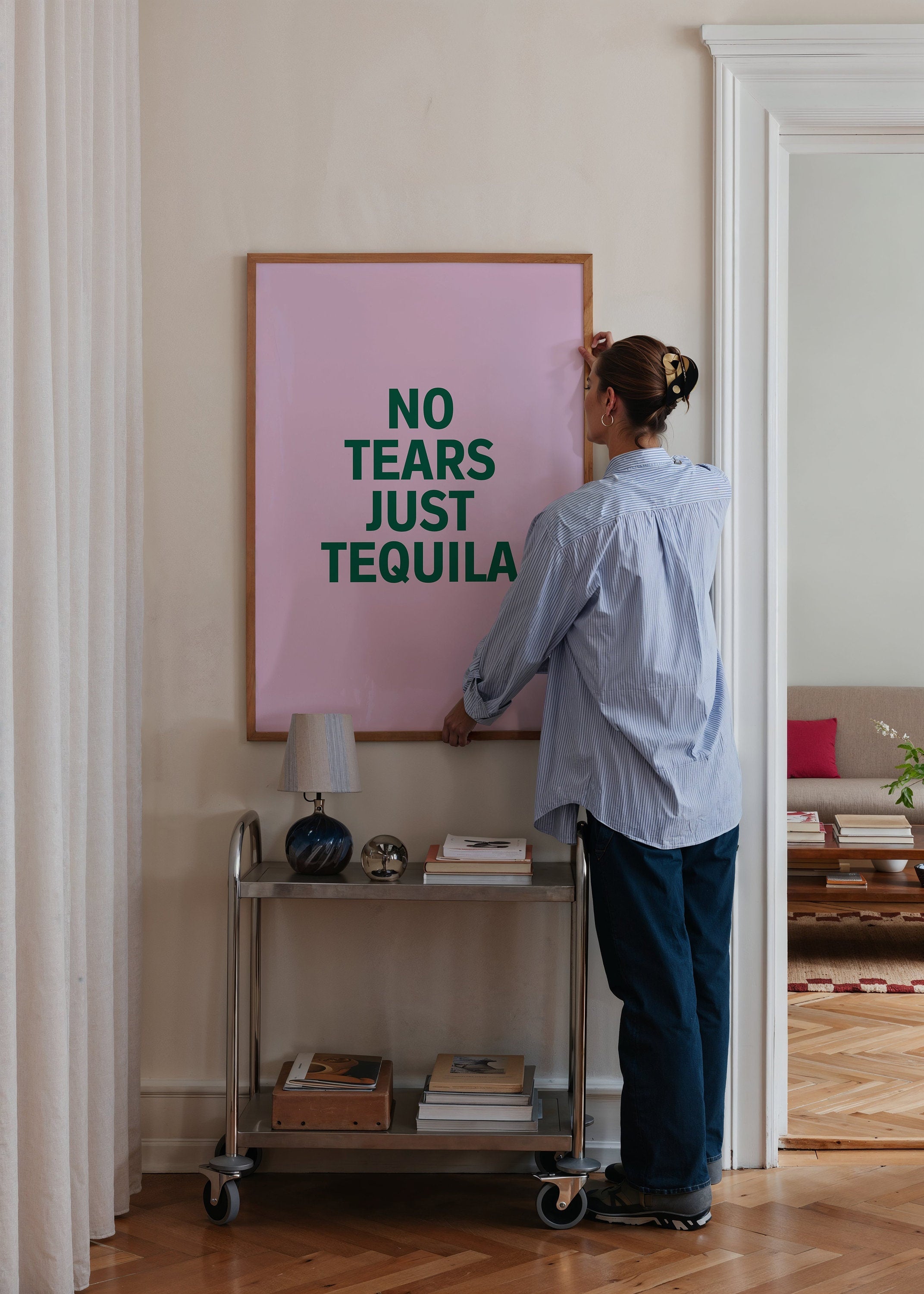 Tequila Print, Pink Aesthetic, Dorm Decor, Bar Cart Decor, Cocktail Poster, Vintage Retro Poster, pink and Green poster, tequila posters