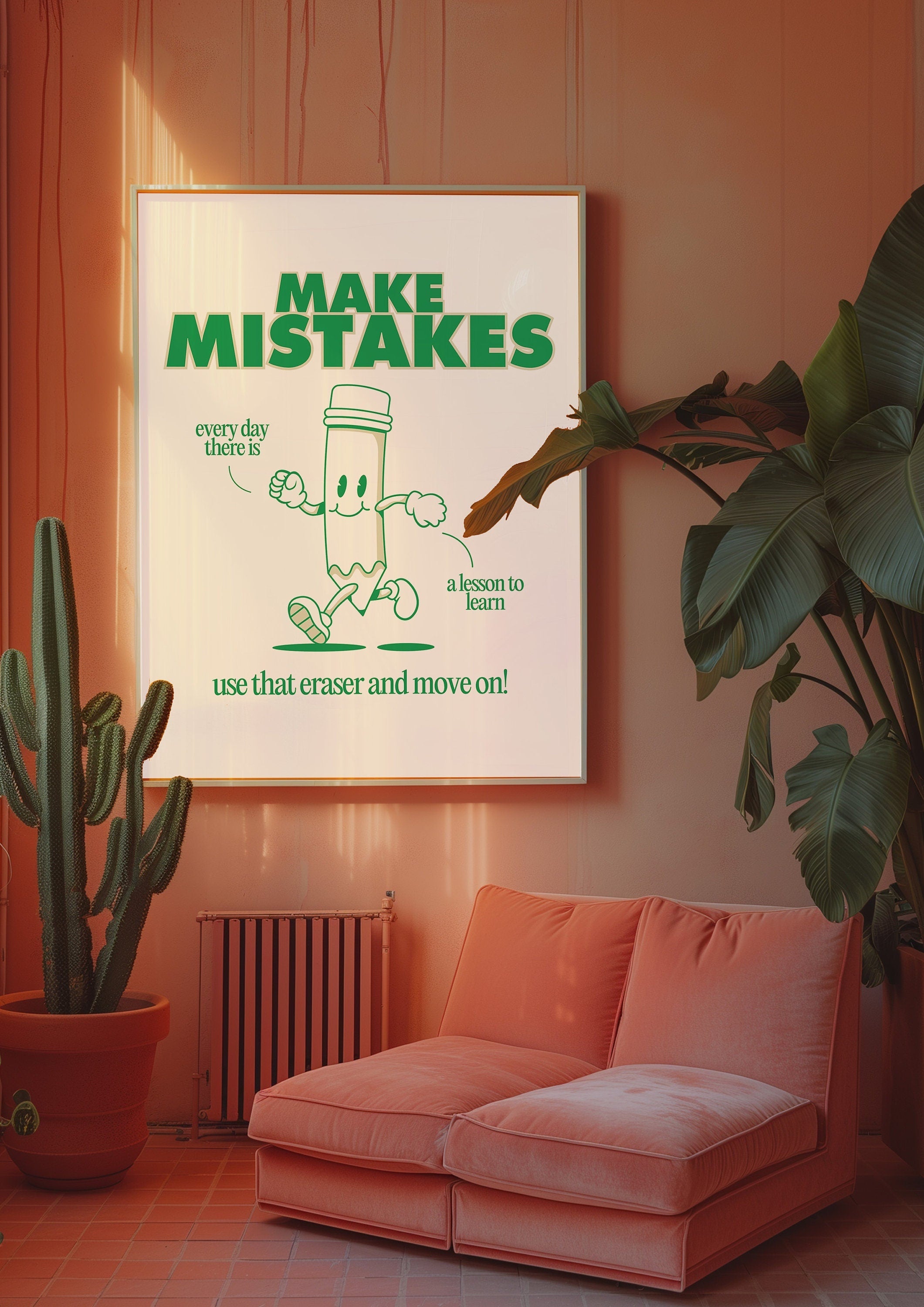 Make Mistakes Green Digital Art Print