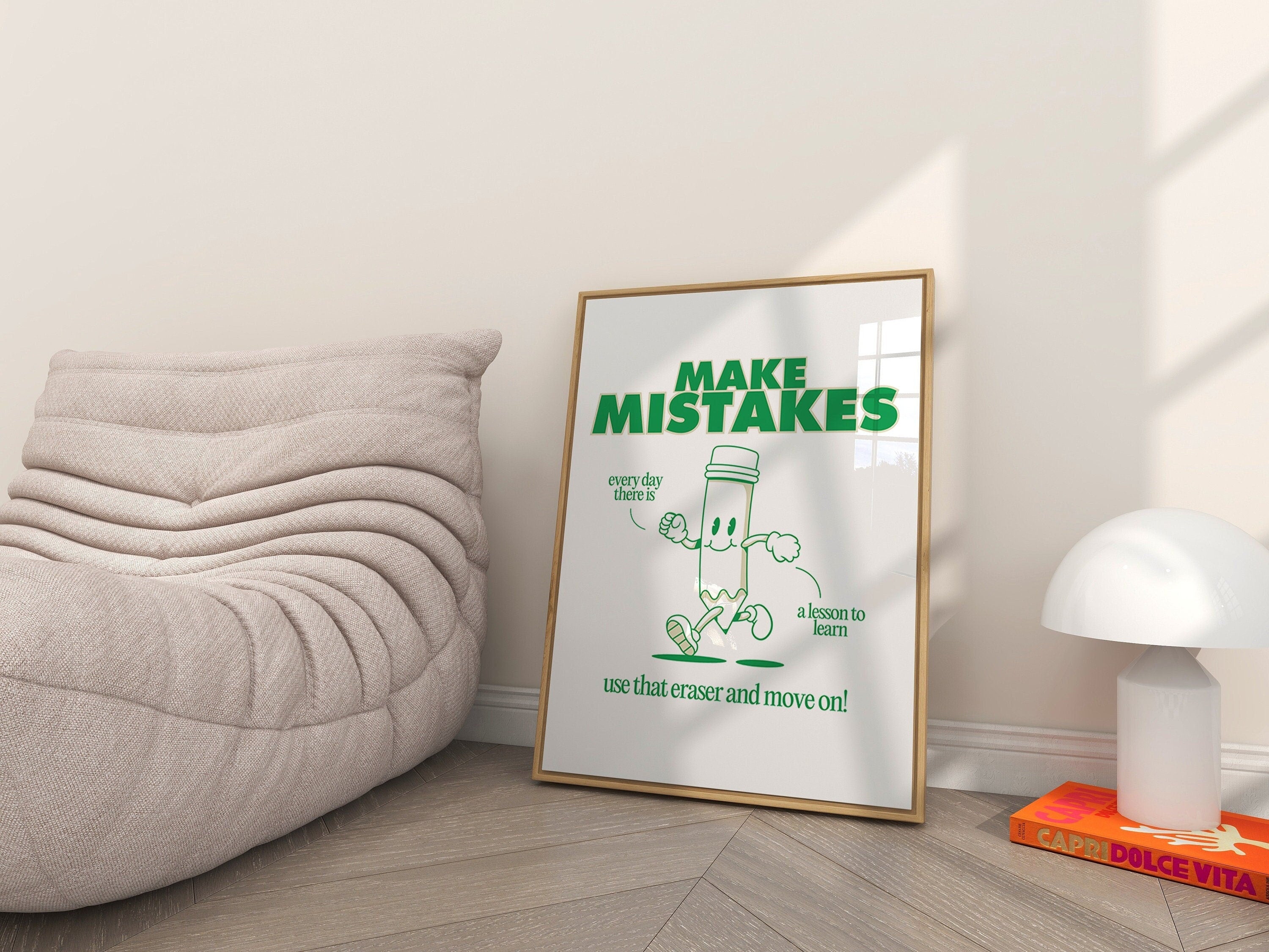 Make Mistakes Green Digital Art Print