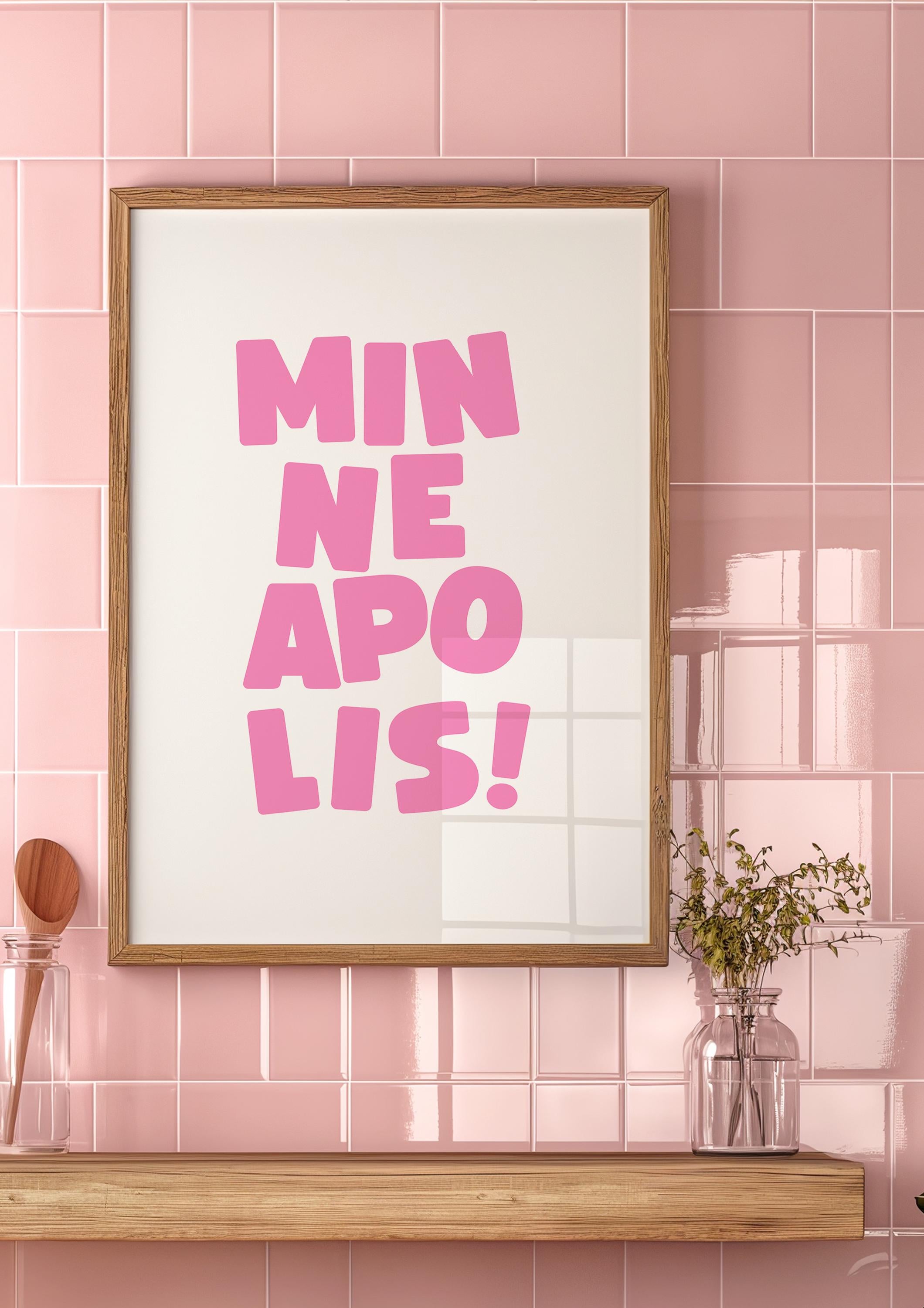 Minneapolis Art Print,Digital Art Download,Black Minneapolis Wall Art,Cute Trendy Art,Minneapolis Posters,Minneapolis Poster,Pink Posters